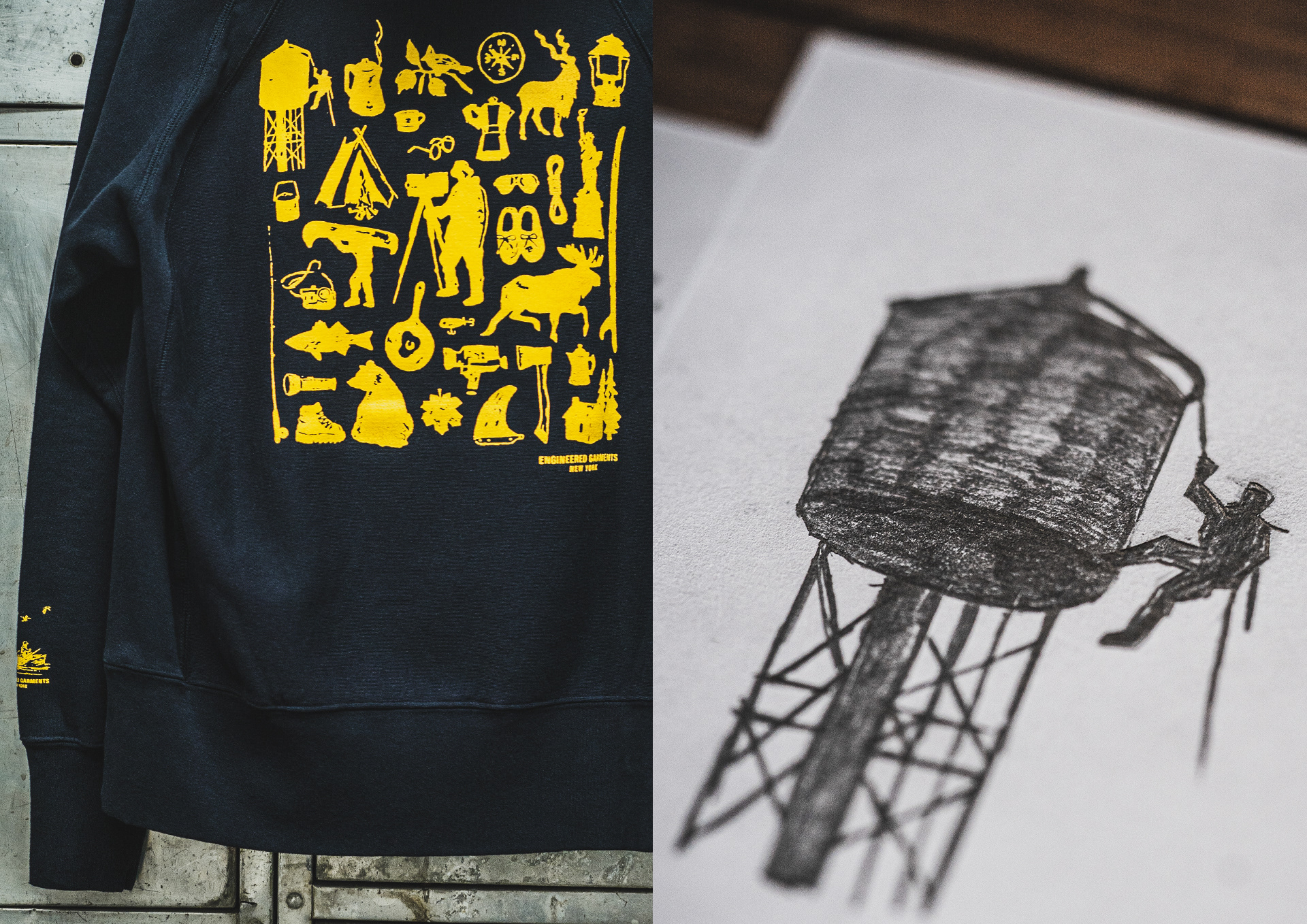 Manabu Gaku Inada. GAKU x ENGINEERED GARMENTS FW2023:Art Print. Hoodie