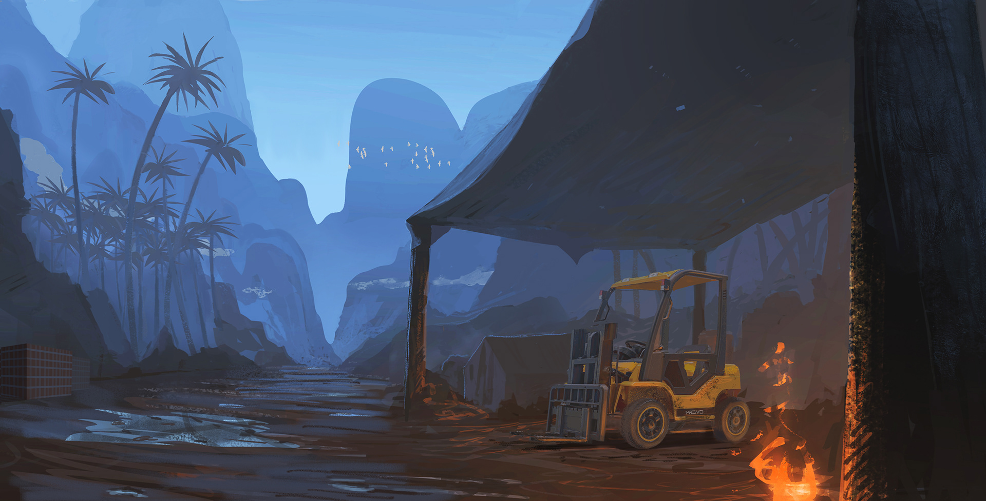 Set building for an adventure/ action shooter based on a tropical island.