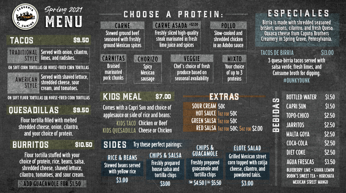 Second Menu - Spring 2021