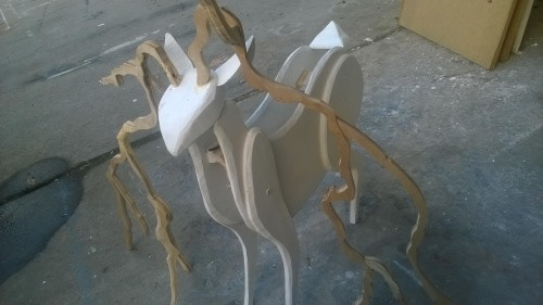 Wood Sculpture with Acrylic