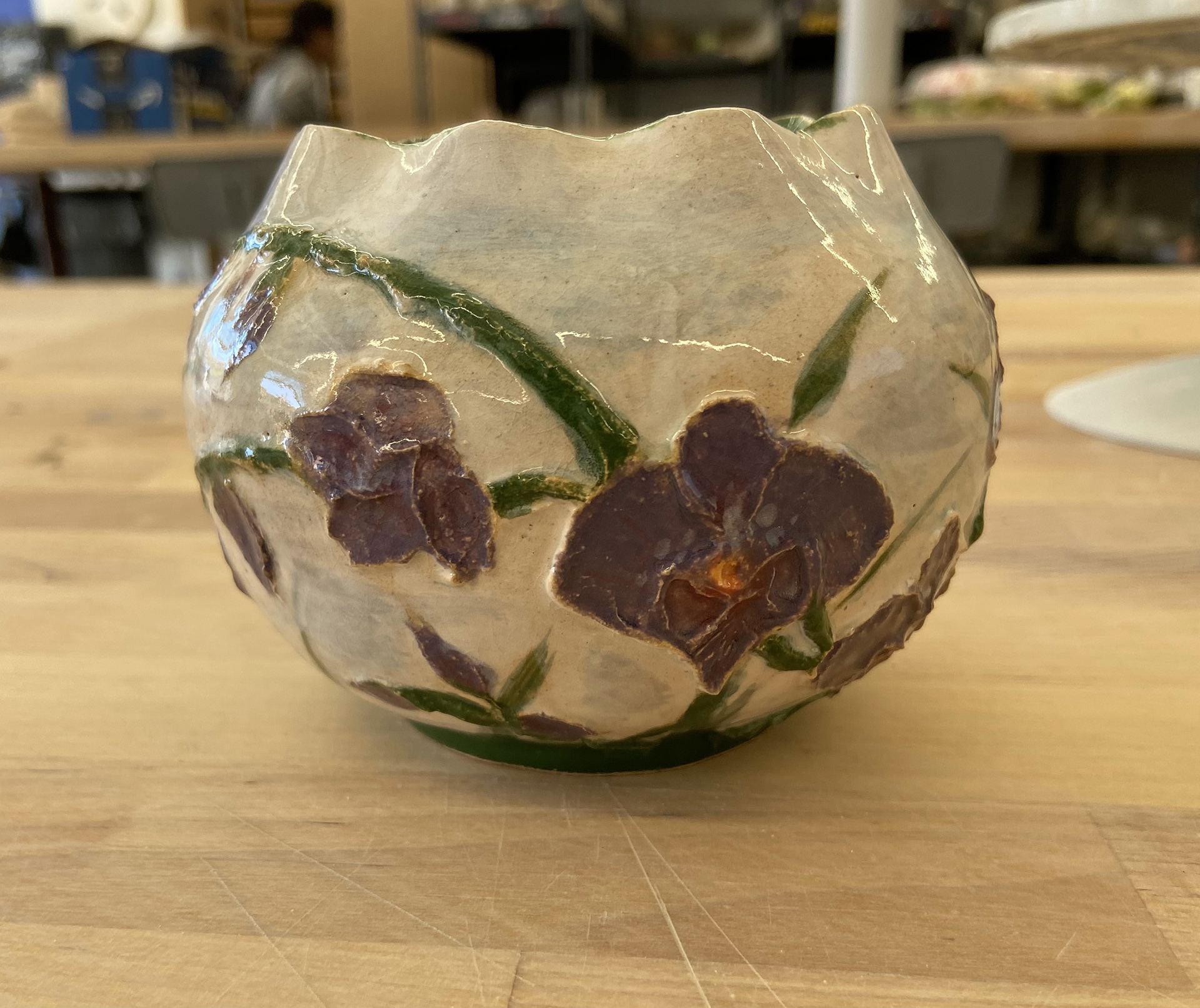 Decorative Low-Fire + Slip Trail Flower Pot