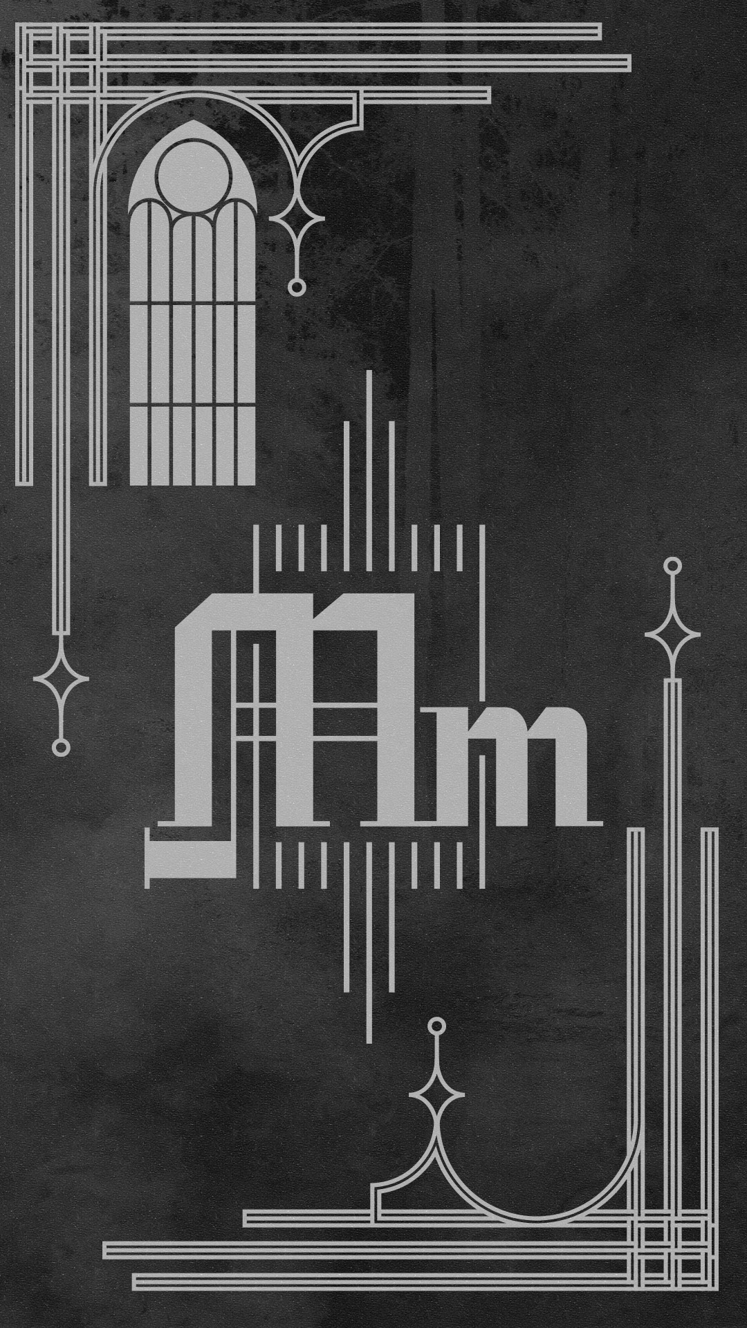 The letter M but make it gothic.