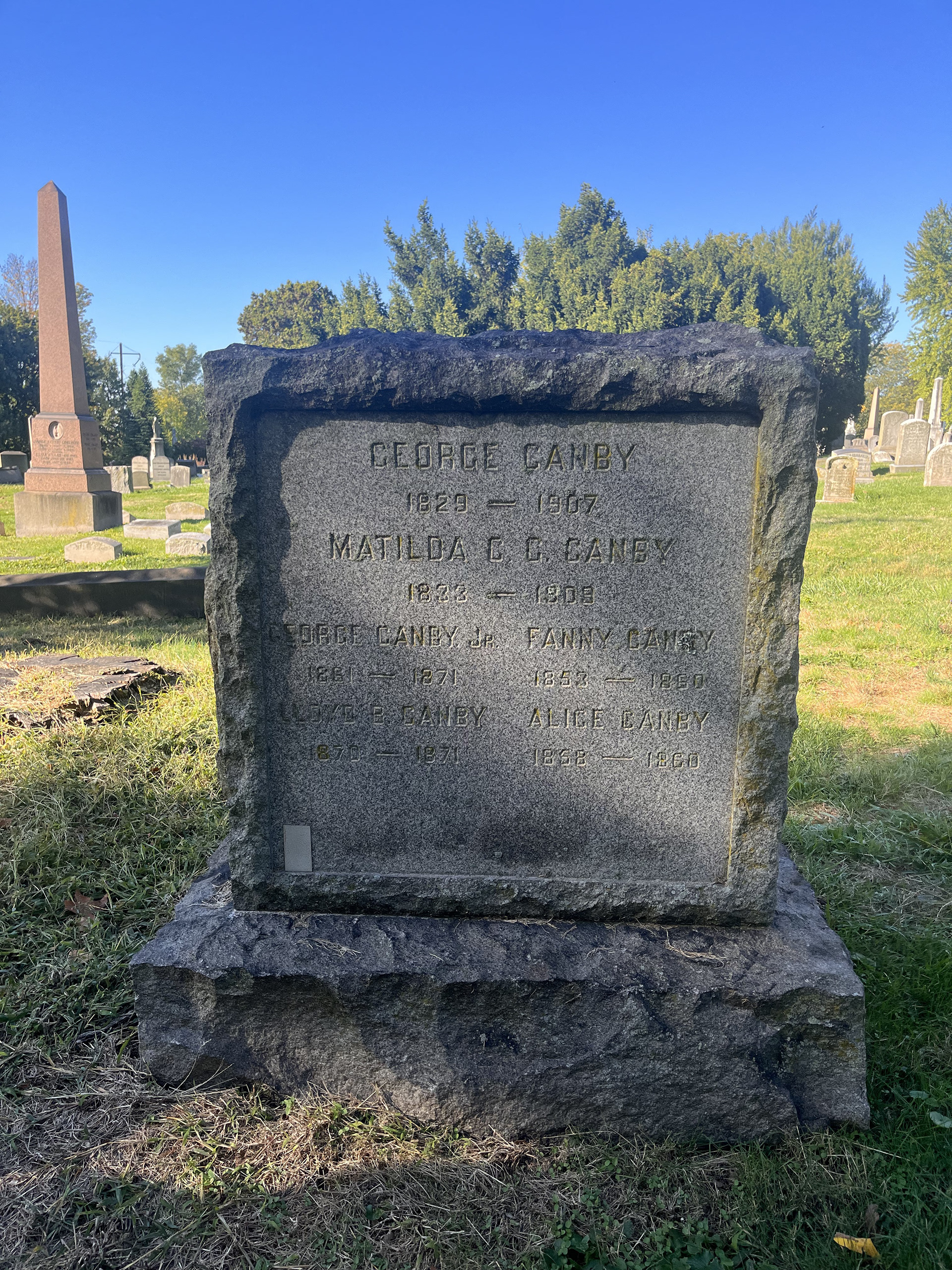 George Canby's Gravestone at the Woodlands Cemetery in Philadelphia, Pennsylvania
