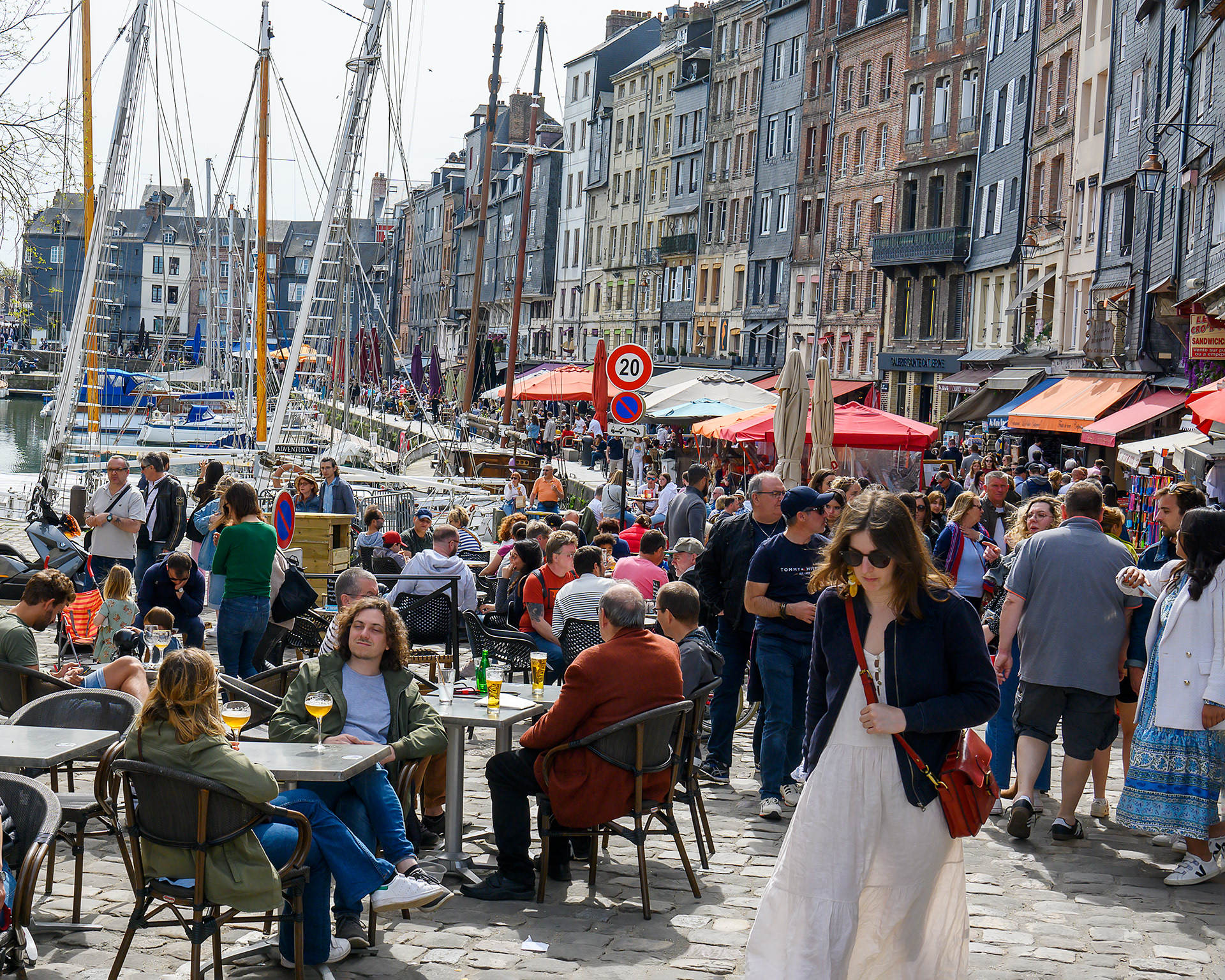 Restaurant Scene at Honfleur Harbor