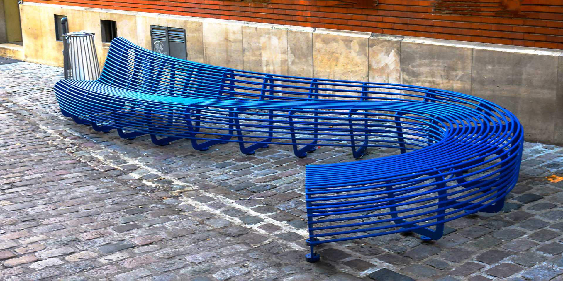 Bench on Cobblestone Street