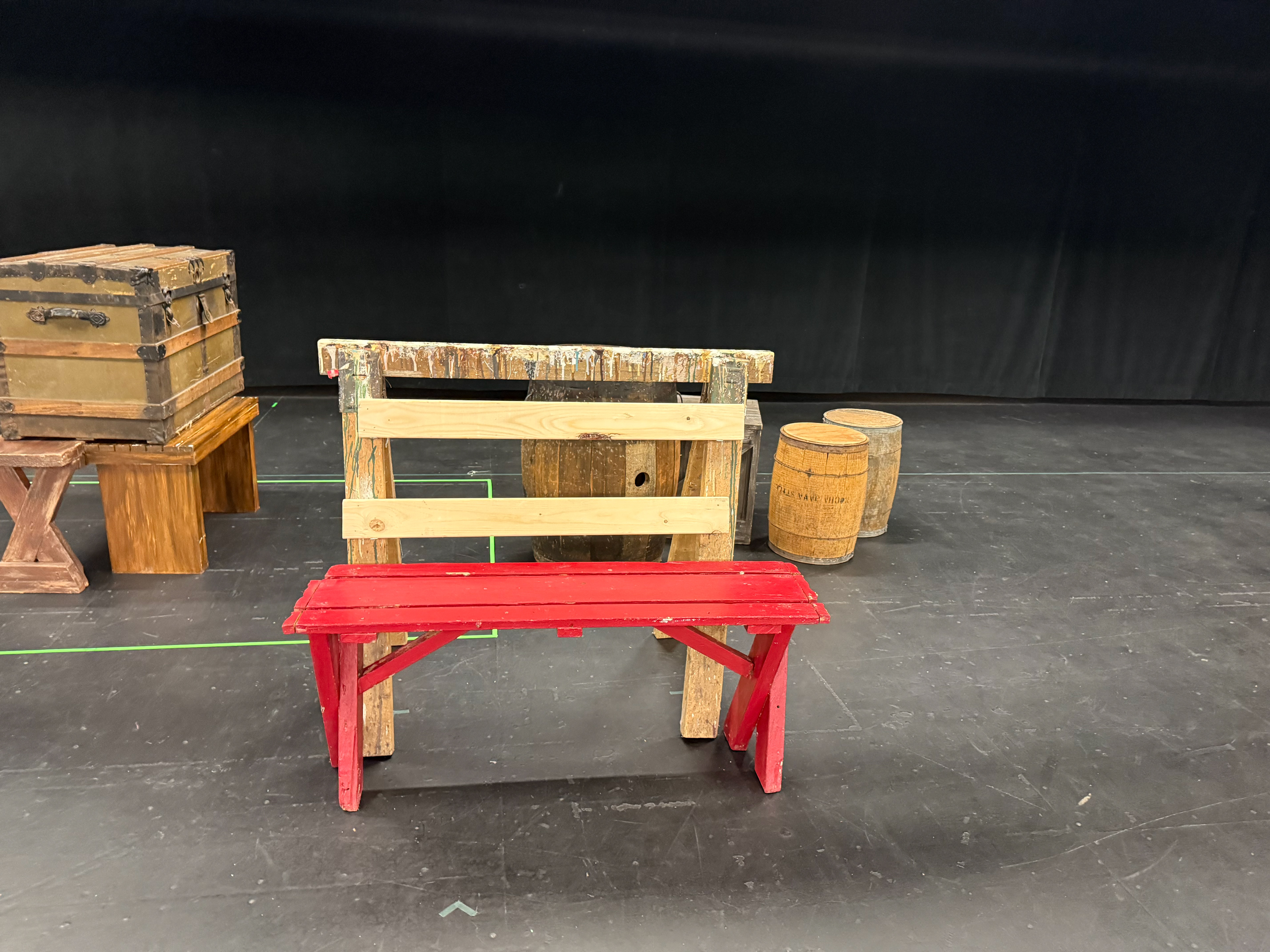 Fence/bench from sawhorses