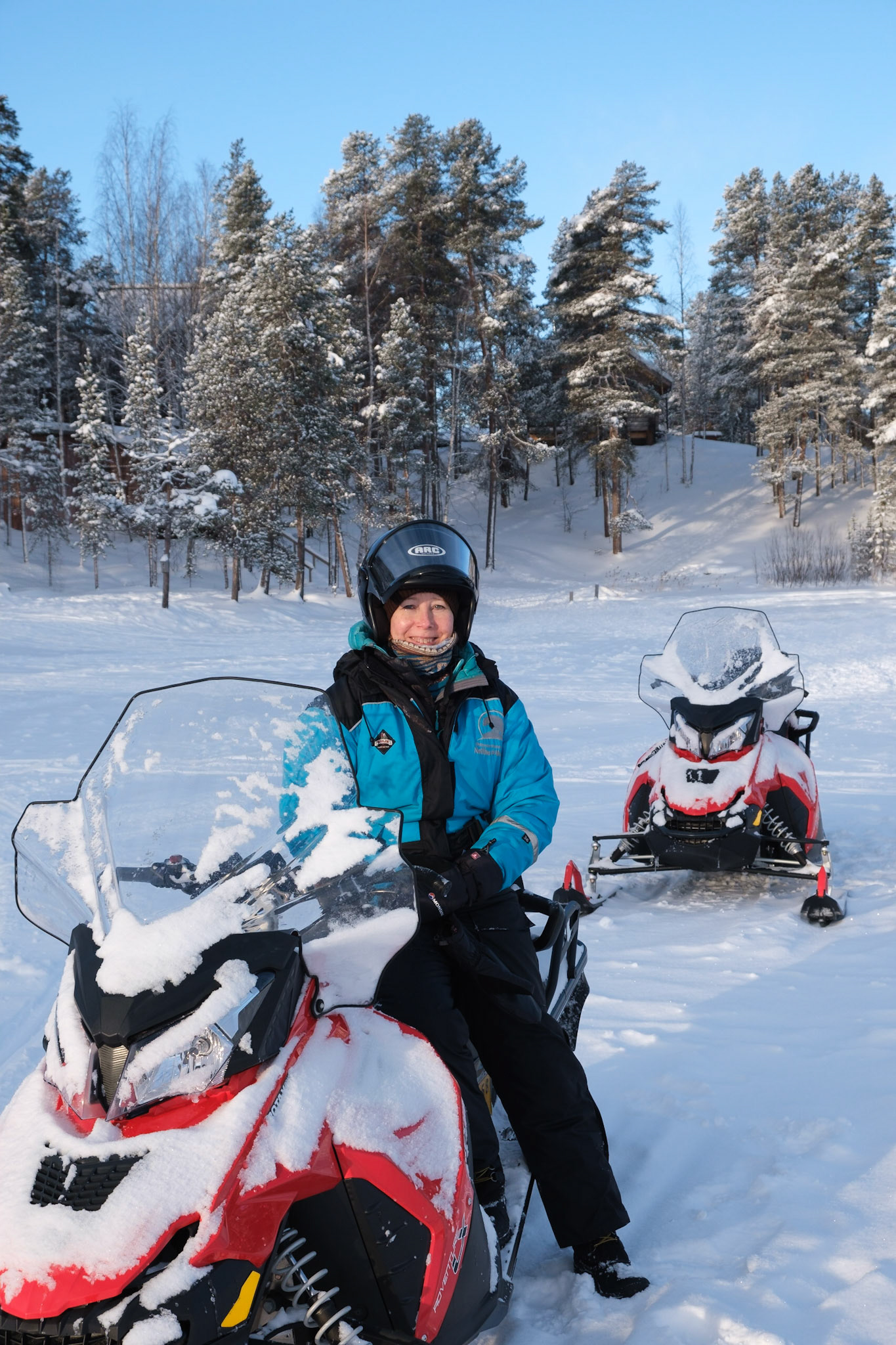 Time for a wilderness experience day on snowmobiles, Nellim, Finnish Lapland.