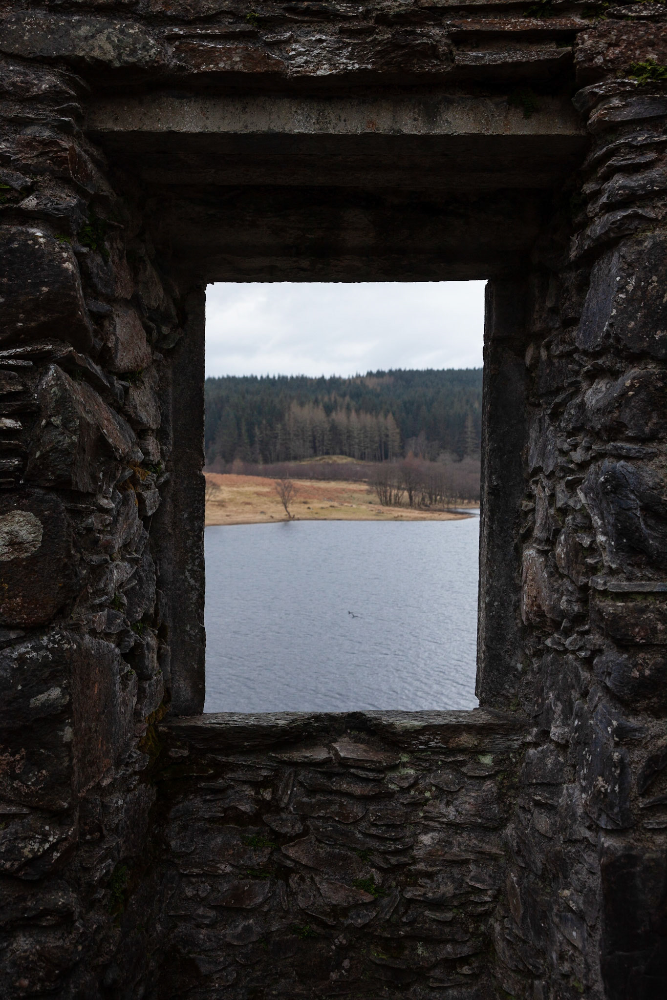 View across Loch Awe from a window in Kilchurn Castle.