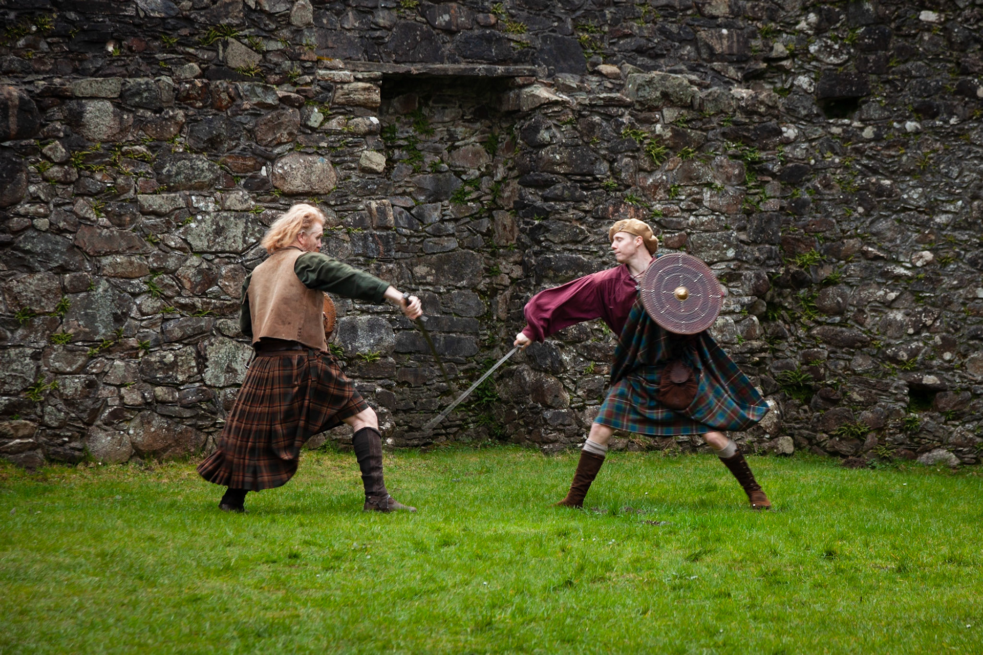 A sword fighting demonstration in Kilchurn Castle.