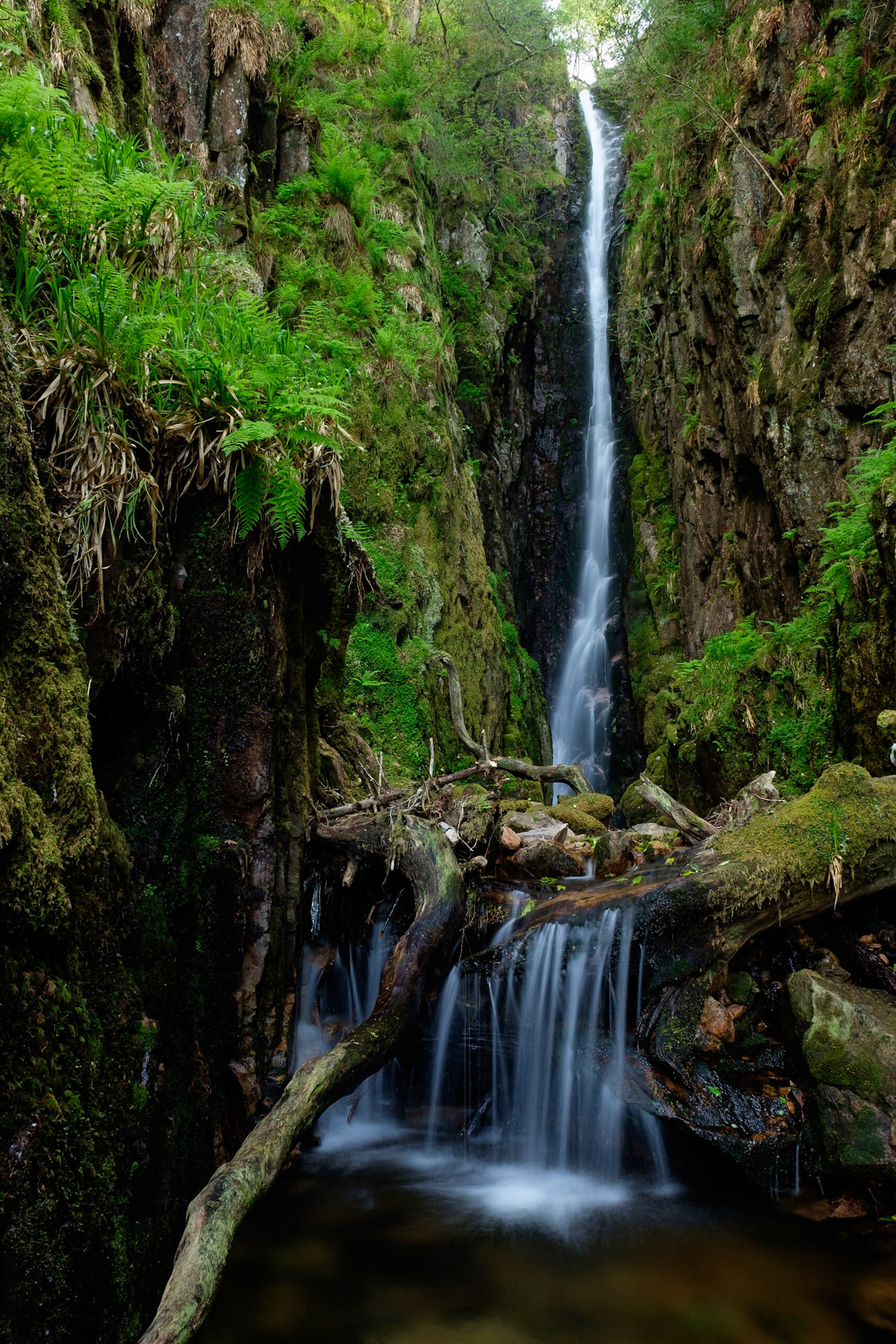 The upper section of Scale Force, Lake District National Park, England.