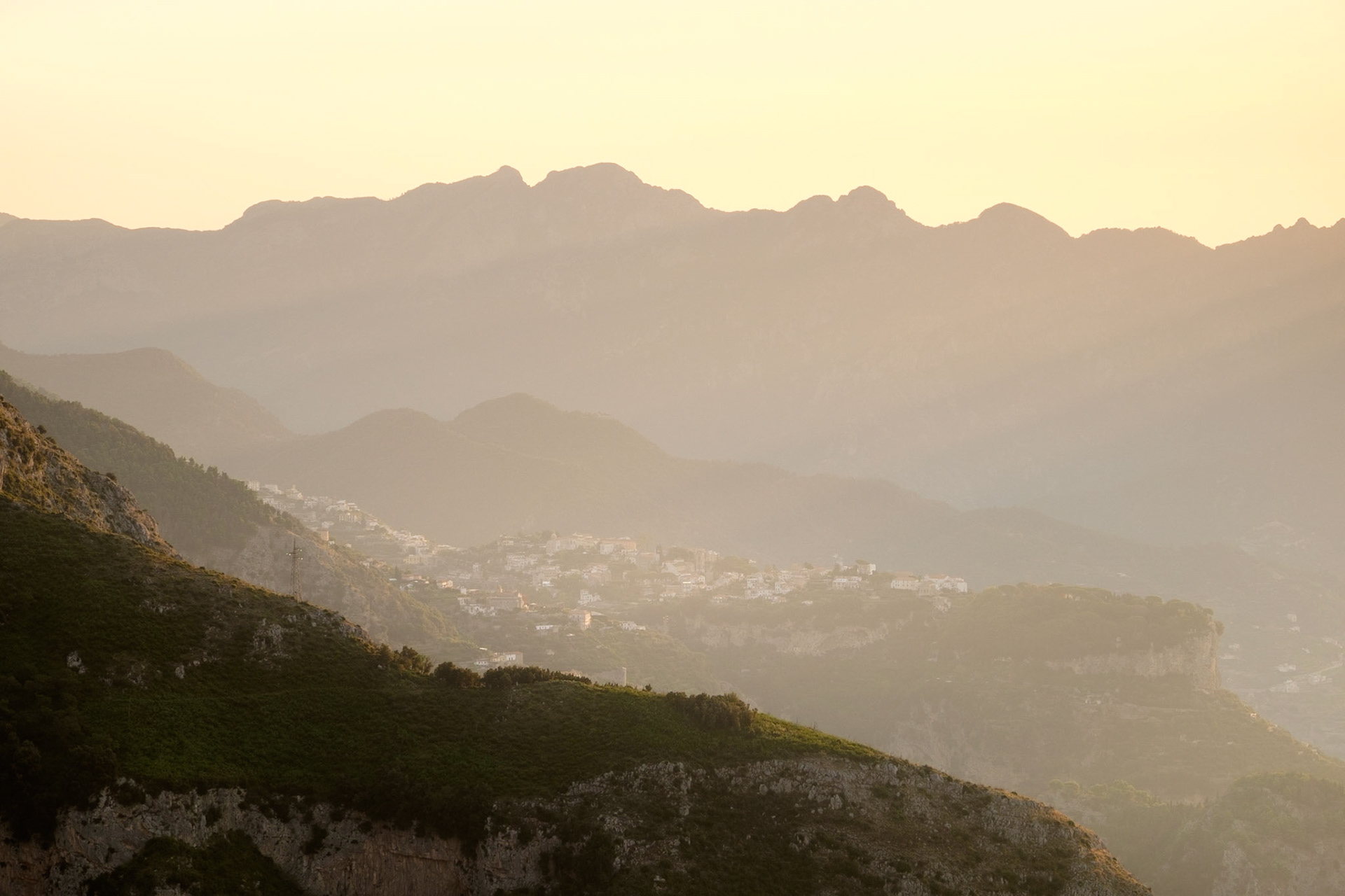 A morning view of Ravello from Castello Lauritano on the outskirts of San Lazarro, Amalfi Coast.