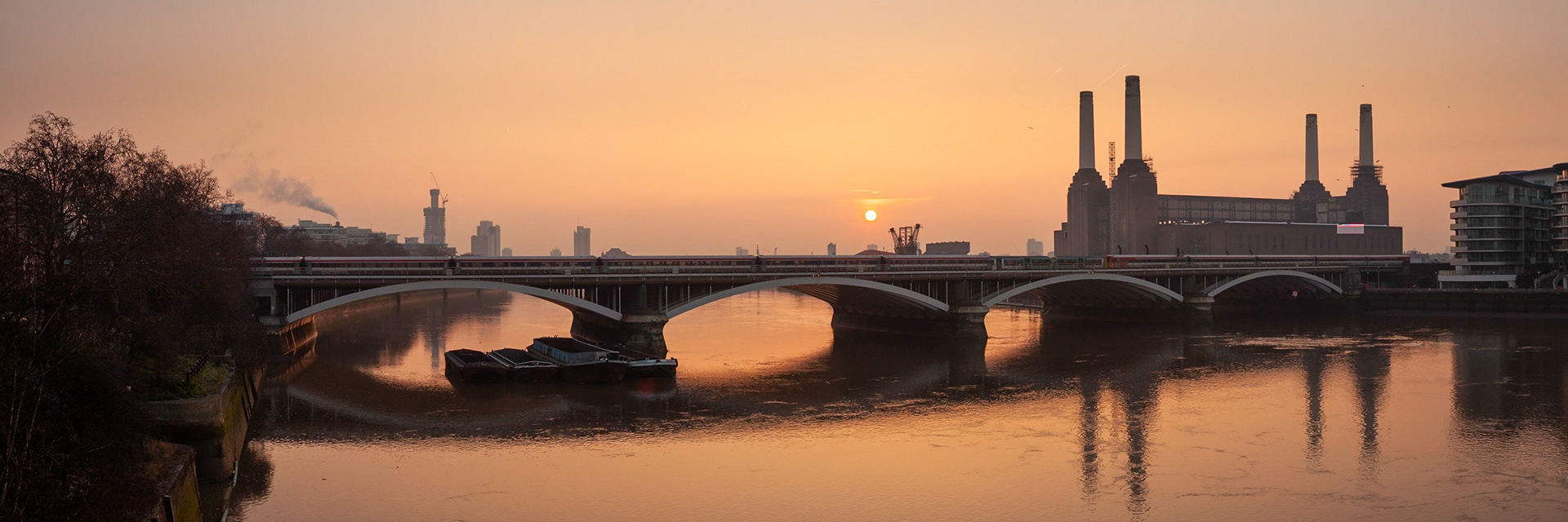 Watching the sun rise over Battersea Power Station on a crisp (-8 degree) winter's morning, London, England.