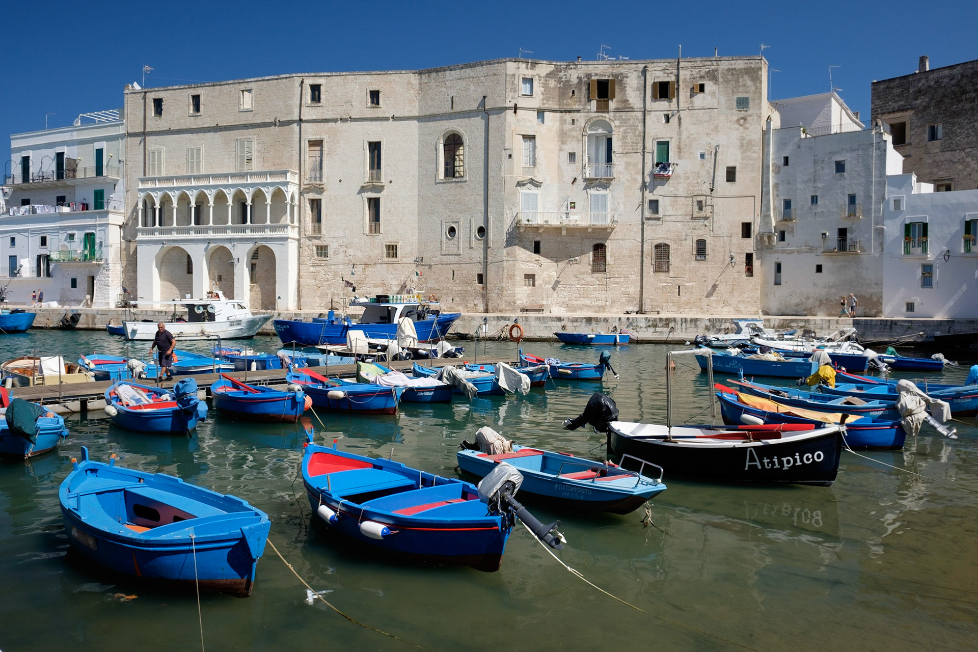 The blue fishing boats of Monopoli.