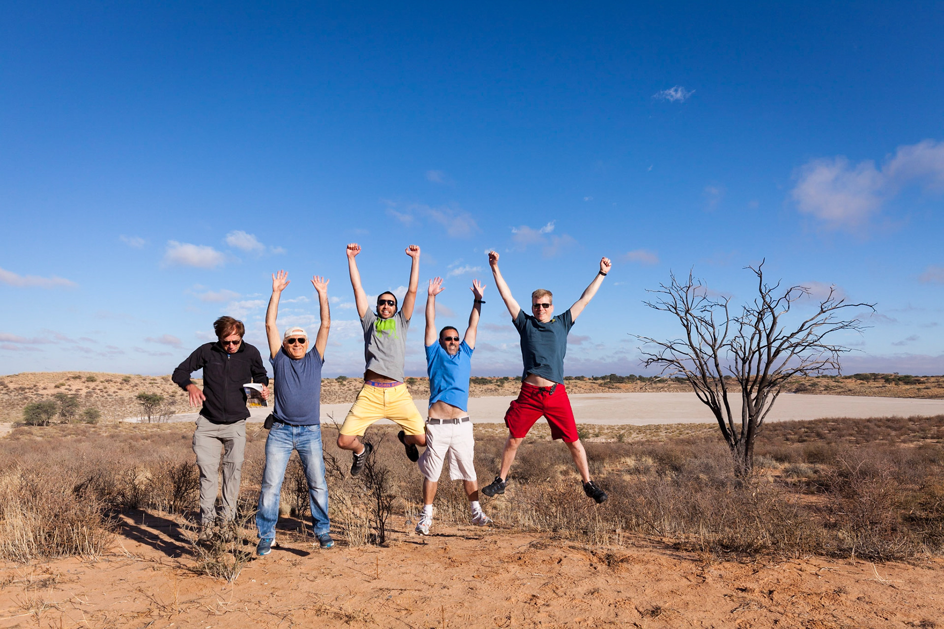 The team in front of Bitterpan, Kgalagadi Transfrontier Park, South Africa.