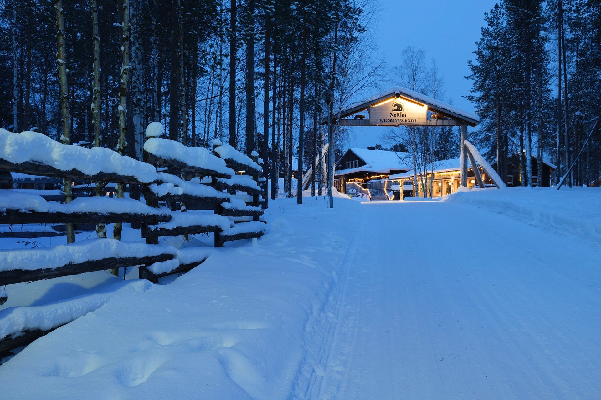 The entrance to Nellim Wilderness Hotel, Nellim, Finnish Lapland.