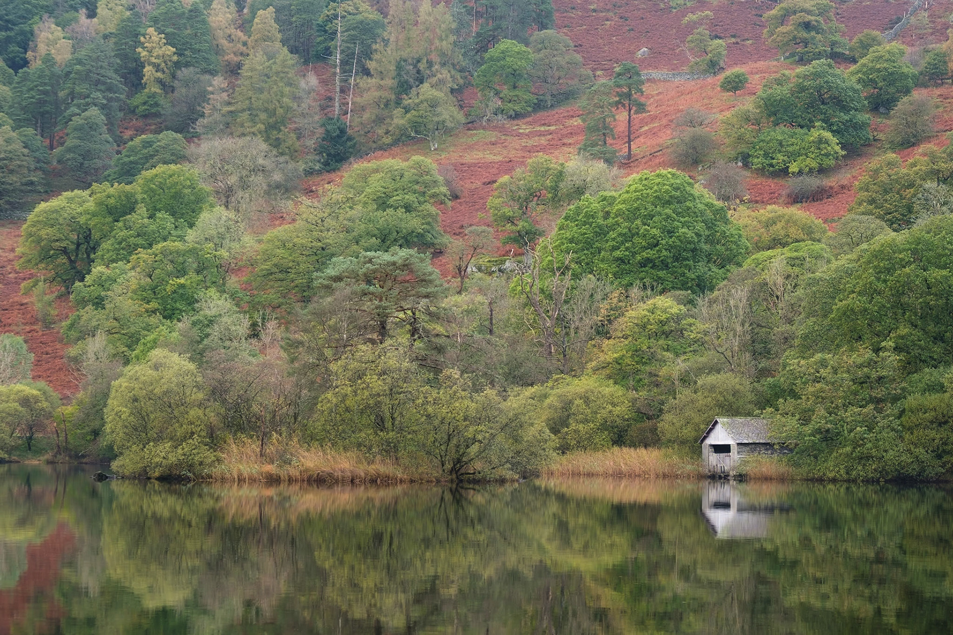 The Rydal boat house on a calm morning.