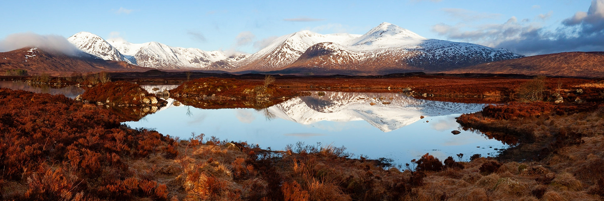 A perfectly still morning on the shores of Loch na h-Achlaise.
