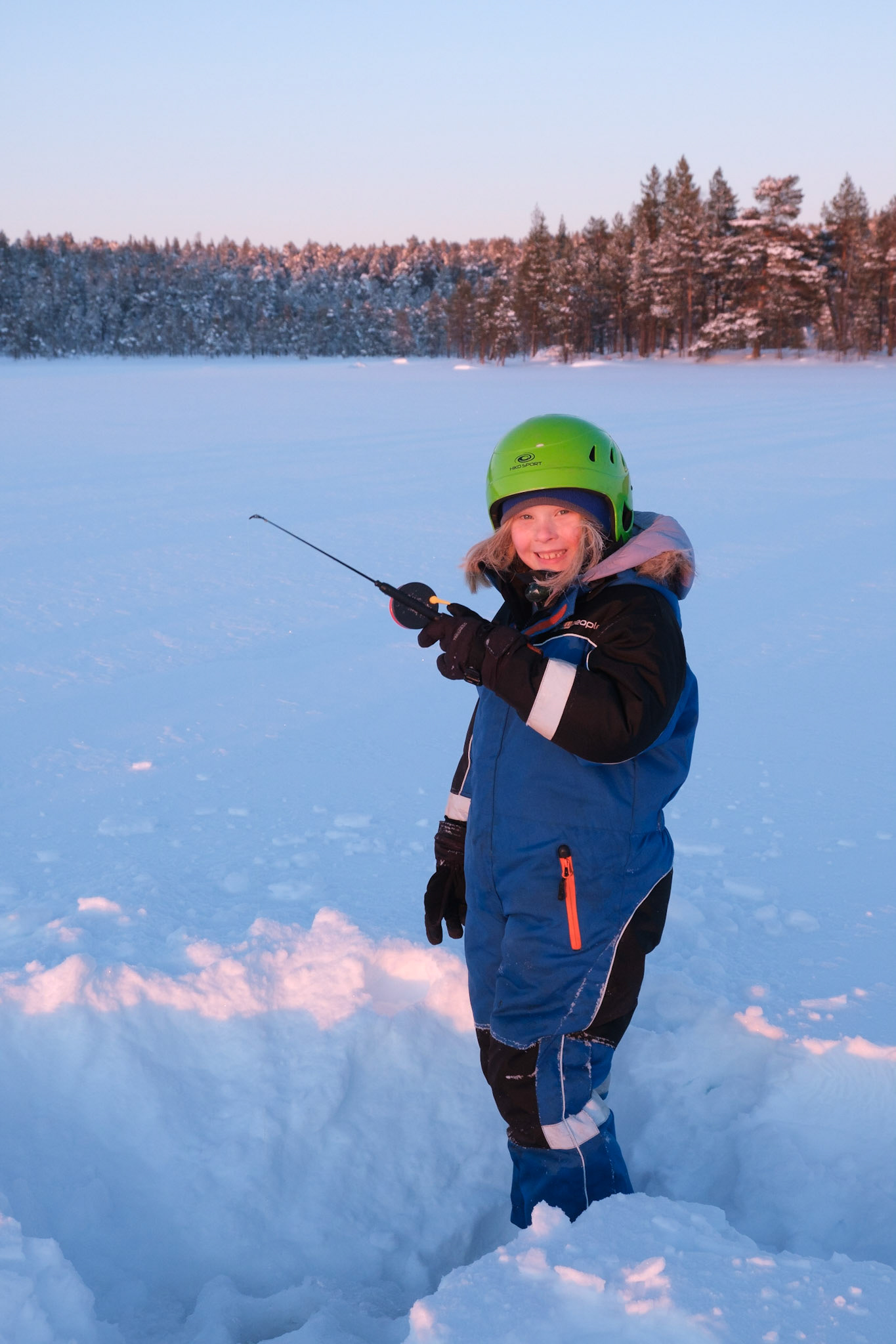 Hoping to catch a big trout. Unfortunately we caught nothing, Nellim, Finnish Lapland.