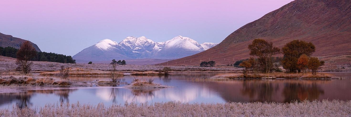 An Teallach and the belt of Venus from Loch Droma.
