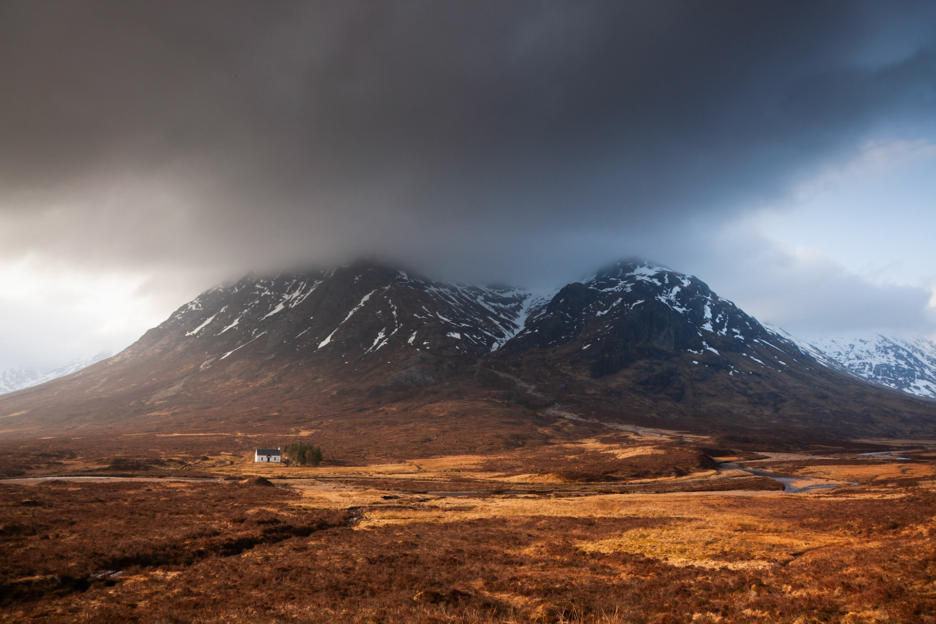 Lagangarbh Cottage at the foot of Buchaille Etive Mor.