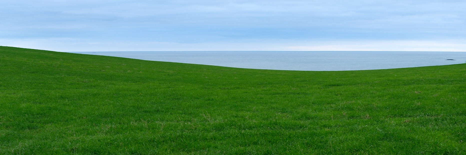 Fields and sea.