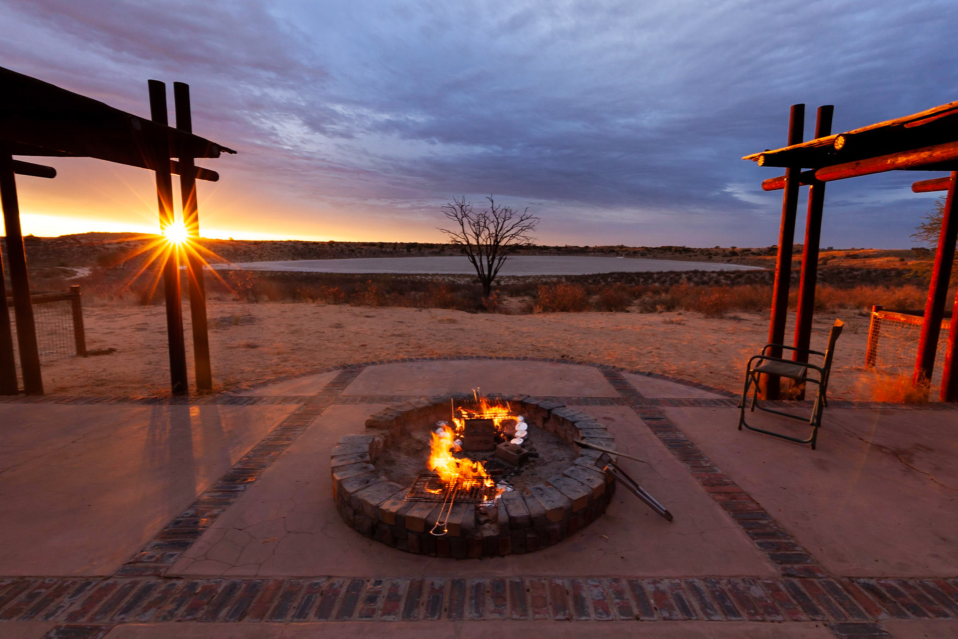 Sunset from Bitterpan Wilderness Camp, Kgalagadi Transfrontier Park, South Africa.