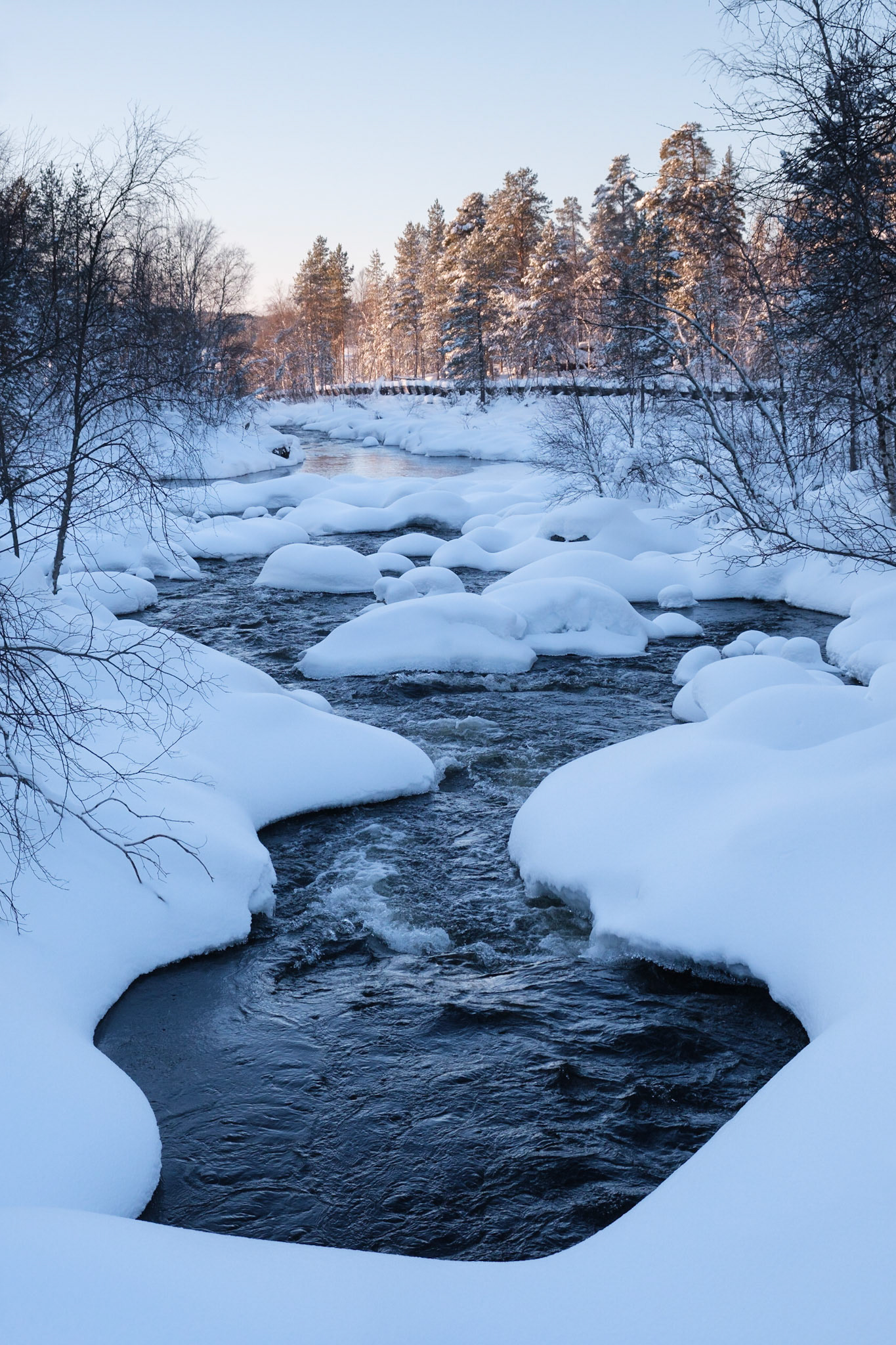 The river between two lakes near our lunch stop, Nellim, Finnish Lapland.