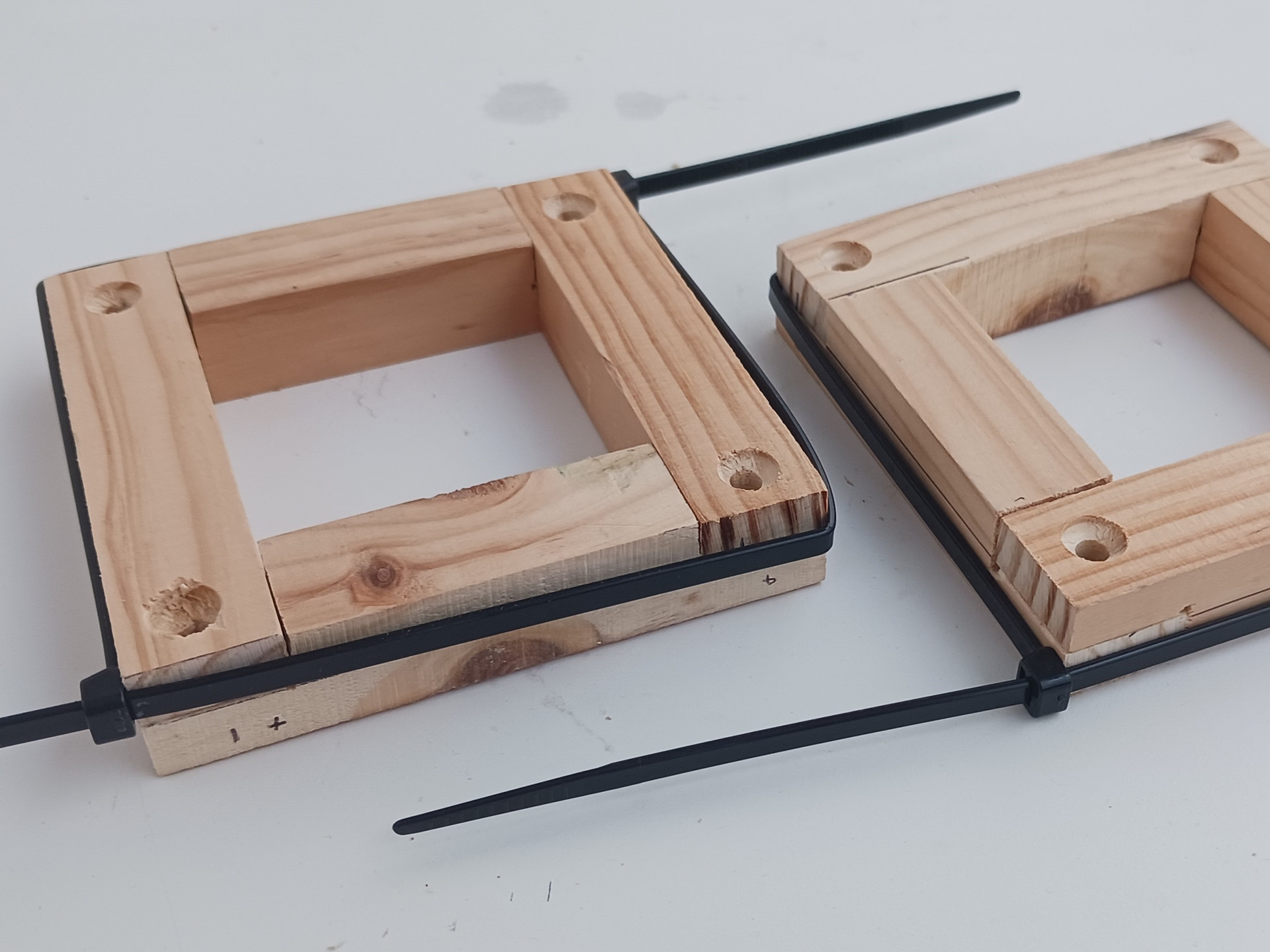 Assembling squares.