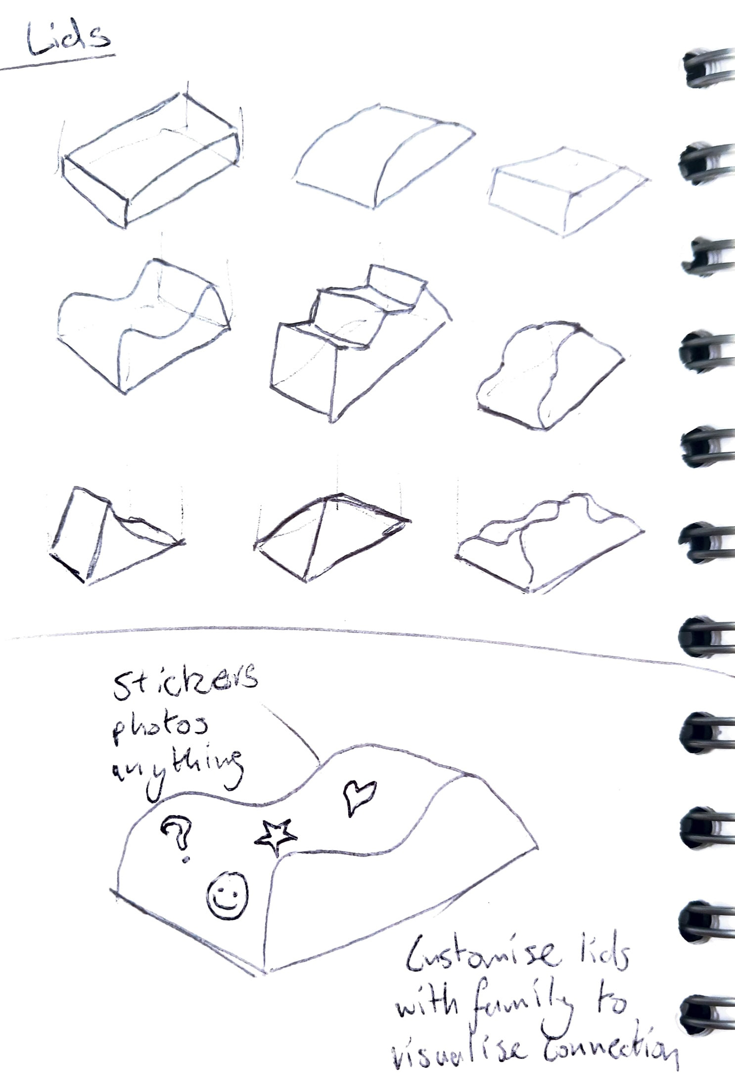Form exploration for customisable lids.