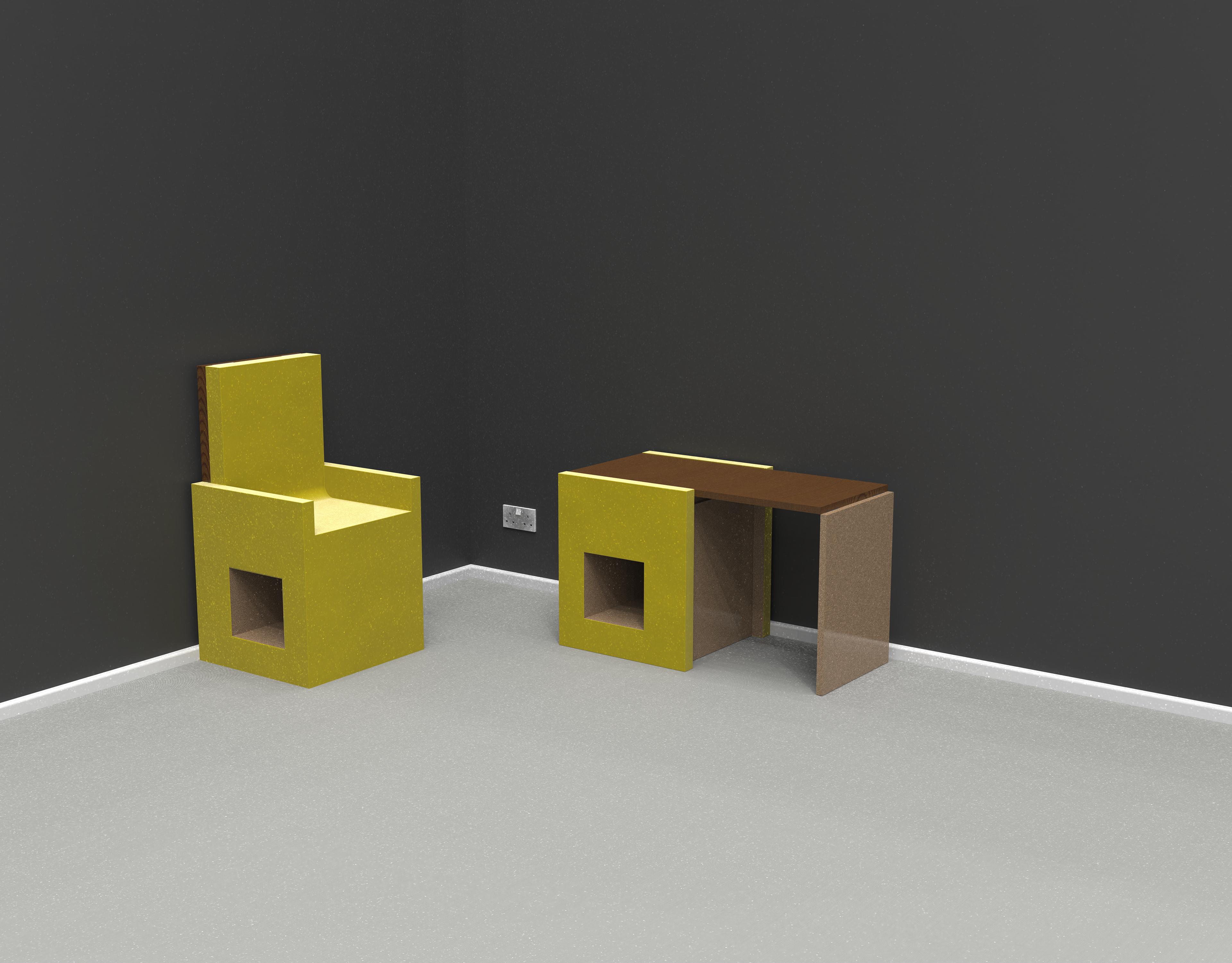 Chair and table/desk.