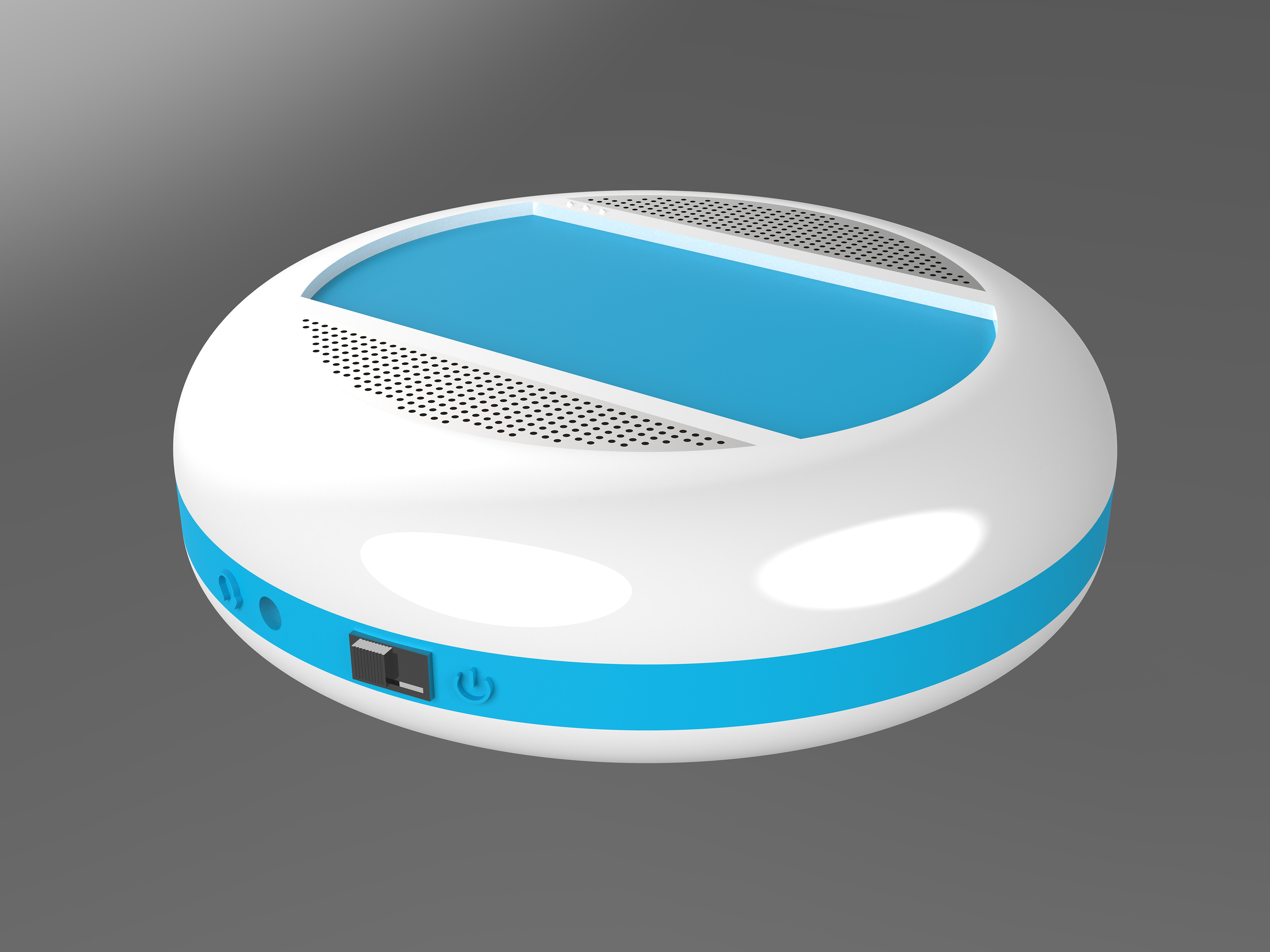 Isometric view (with headphone jack and power switch).