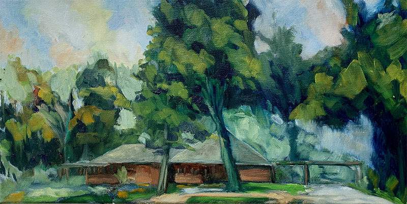 "house of the singing winds" 12" x 24" oil on canvas contact bill for price