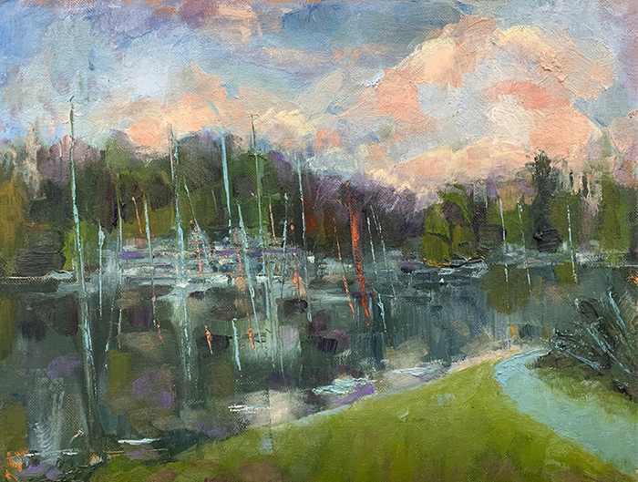 "coal harbor vancouver" 12"x16" oil on board contact bill for price