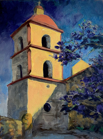 "the mission tower"  12"x 16" oil on canvas contact bill for price