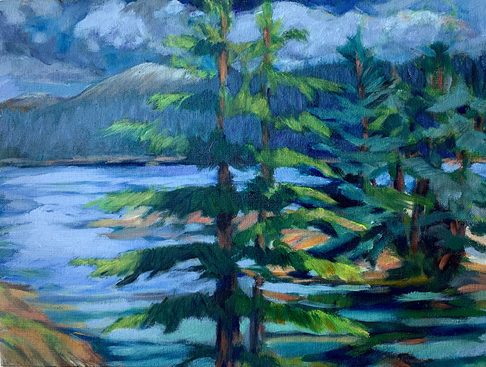 "alpine lake" 12"x16" oil on board contact bill for price