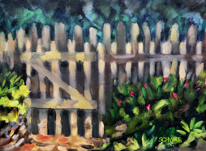 "the garden gate" 11" x 14" oil on board sold