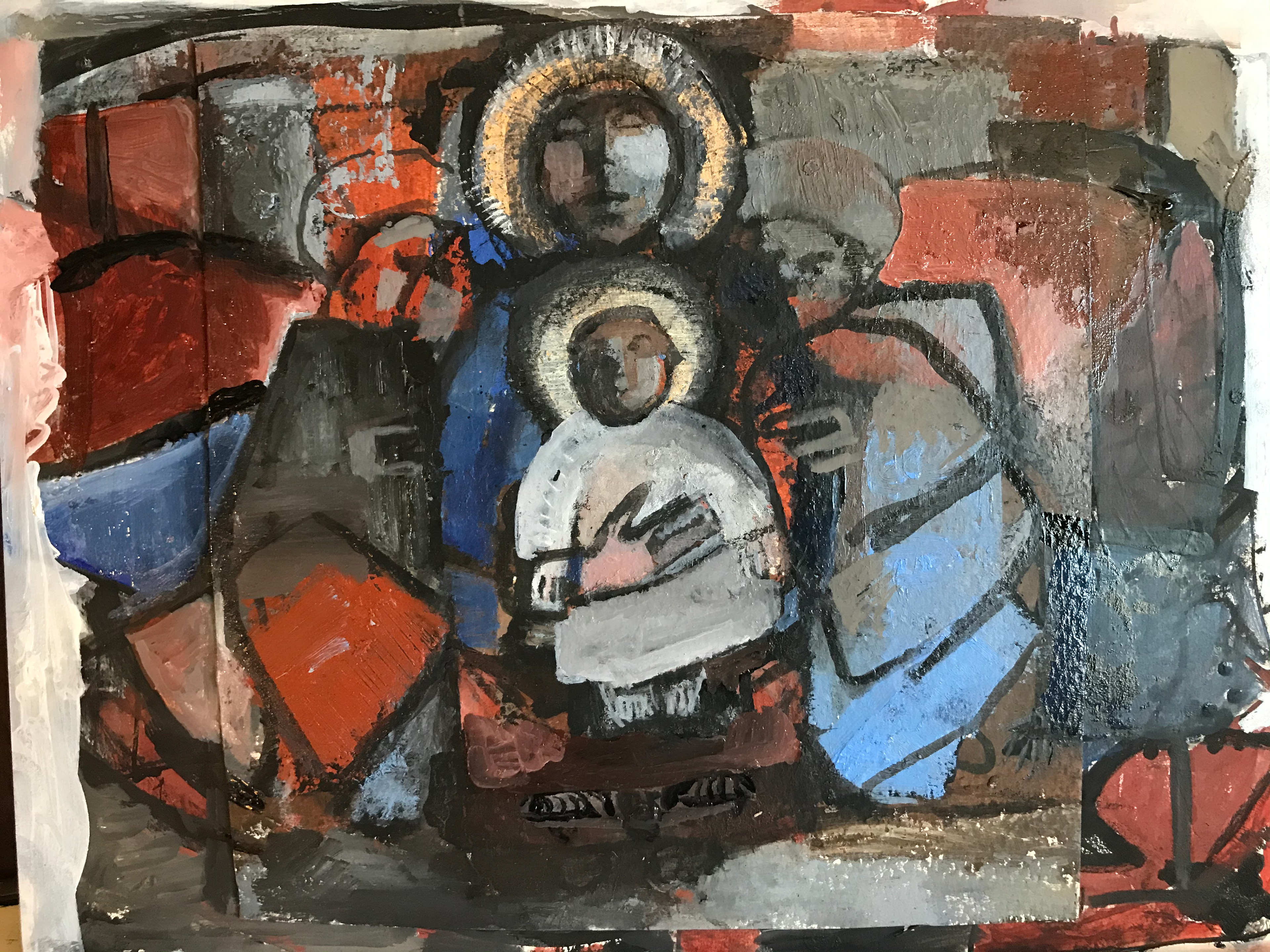 'THE ETERNAL MOTHER' oil on board 40cm x 50. SOLD