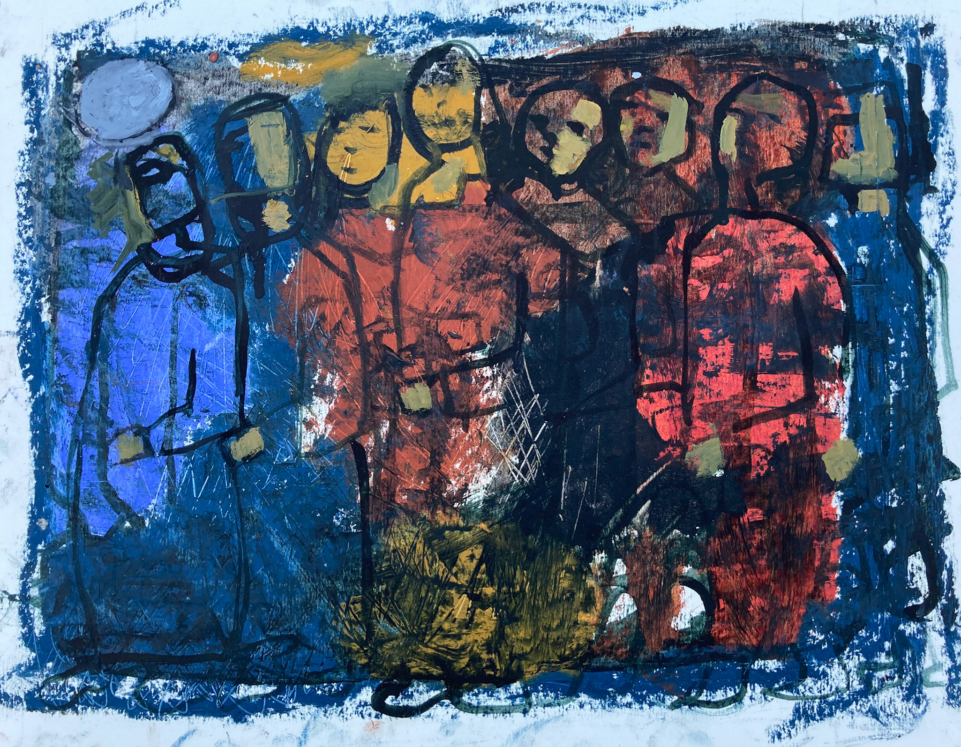 'PILGRIMS ' oil on board 40 x 50cm. SOLD