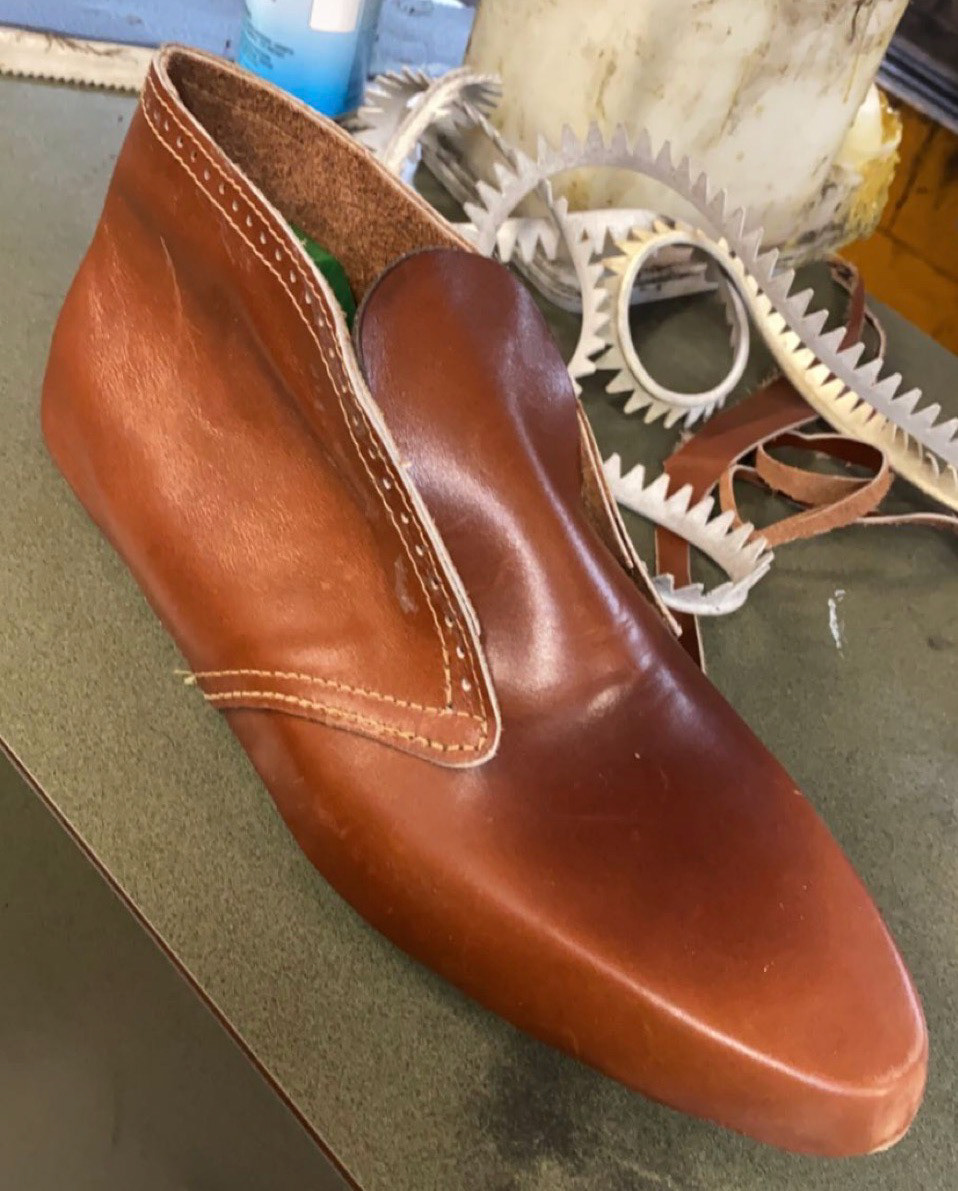 Leather Placed on the Shoe Last