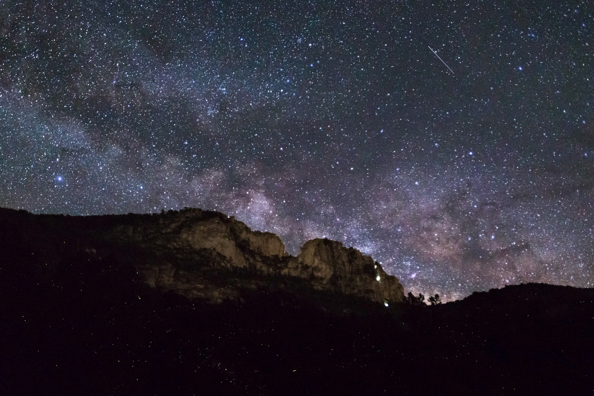 Fireflies and night climbers, Seneca Rocks, WV