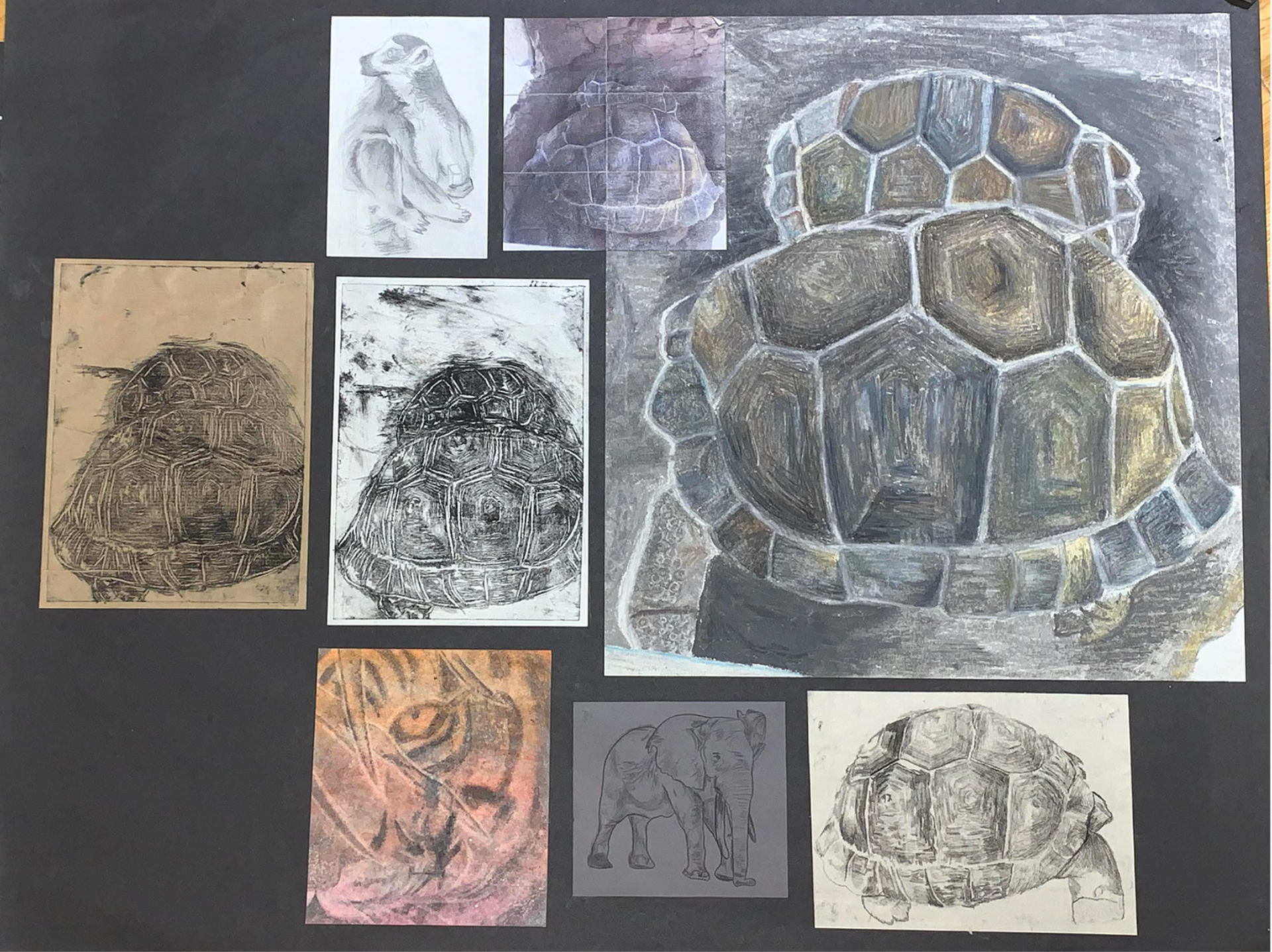 Drypoint Printing and Oil Pastel Work