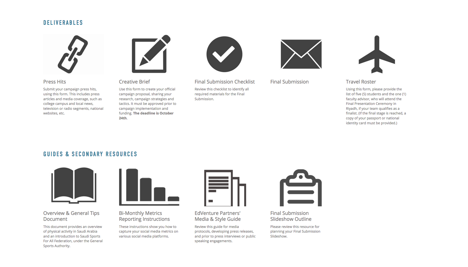 Deliverables Page