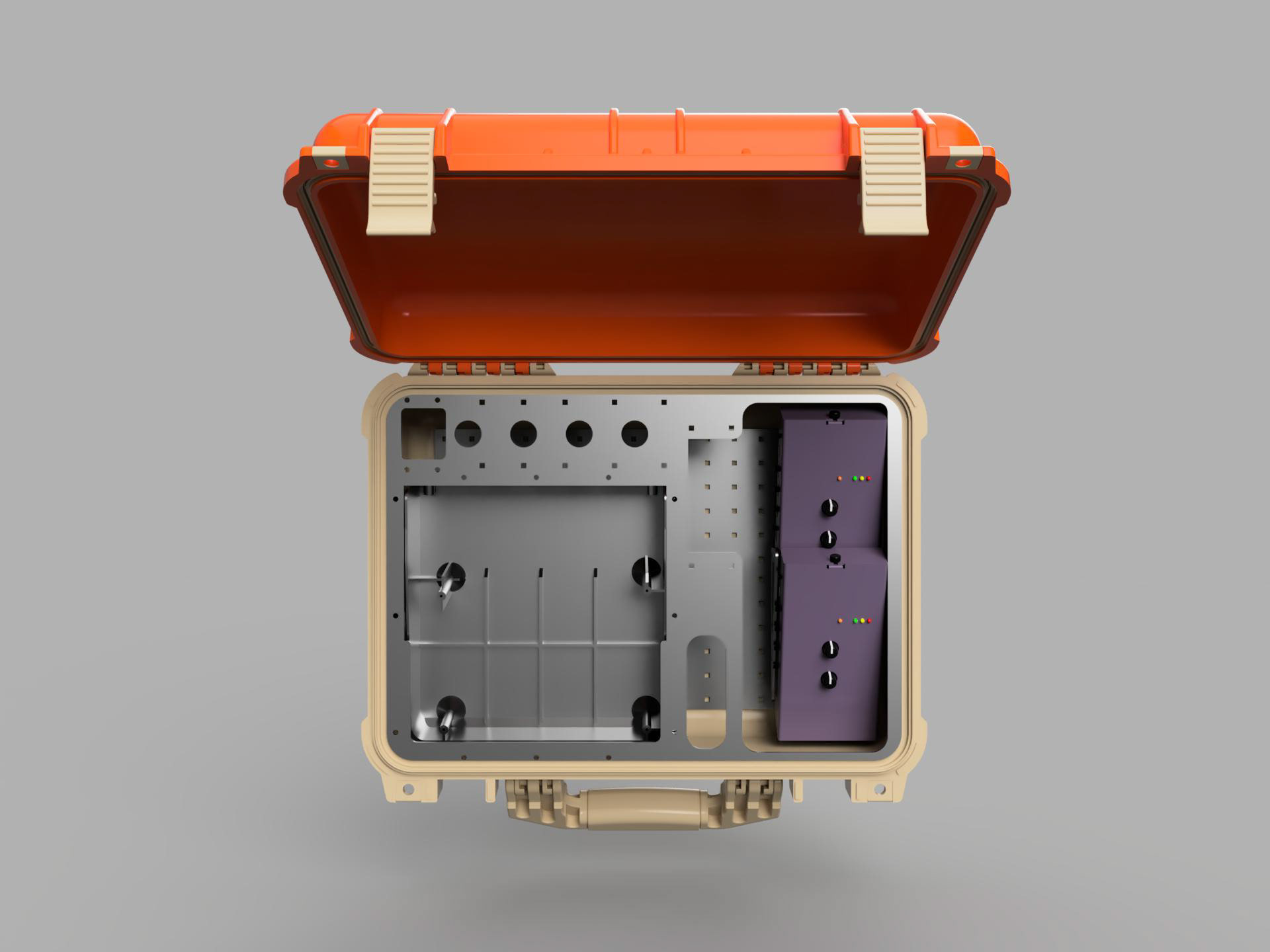 Custom fitted case-mounted mixer and preamps