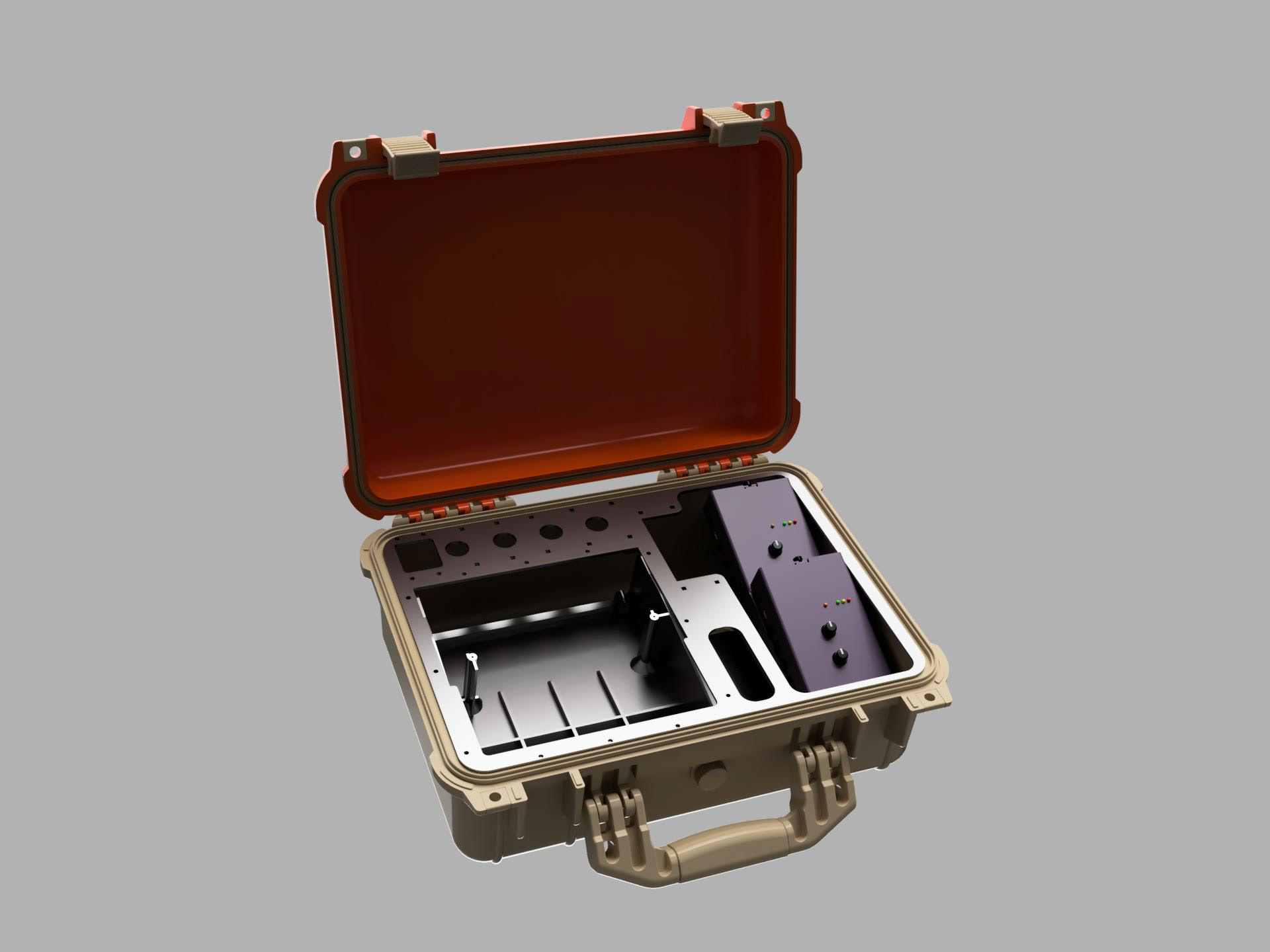 Custom fitted case-mounted mixer and preamps