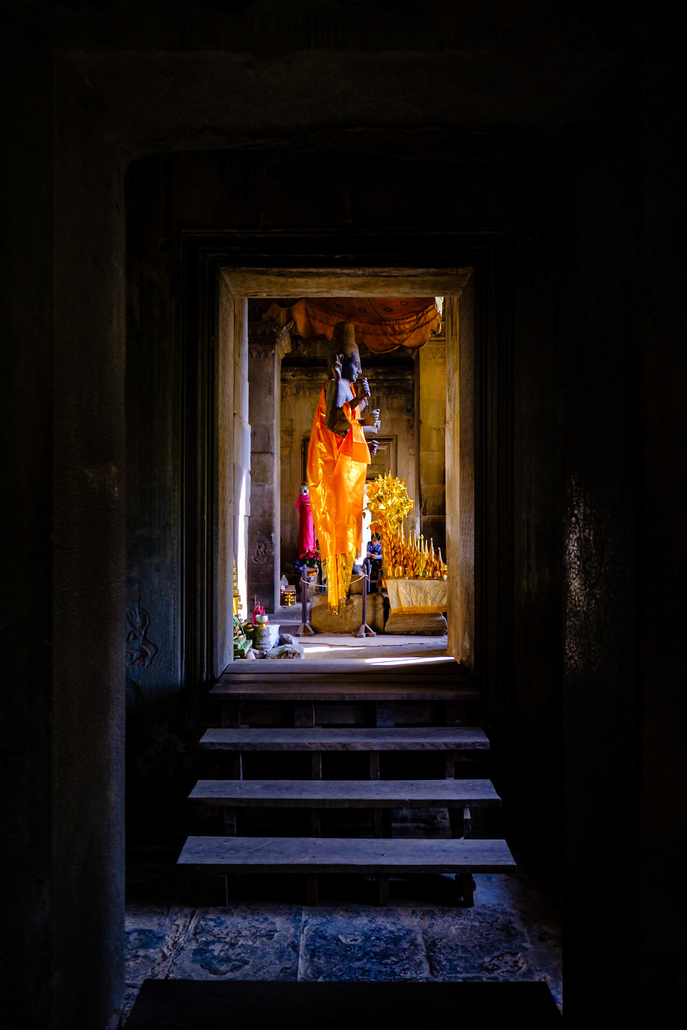 Angkor Wat is a Hindu temple complex in Cambodia and is the largest religious monument in the world, on a site measuring 162.6 hectares. Originally constructed as a Hindu temple dedicated to the god Vishnu for the Khmer Empire, it was gradually transformed into a Buddhist temple towards the end of the 12th century.