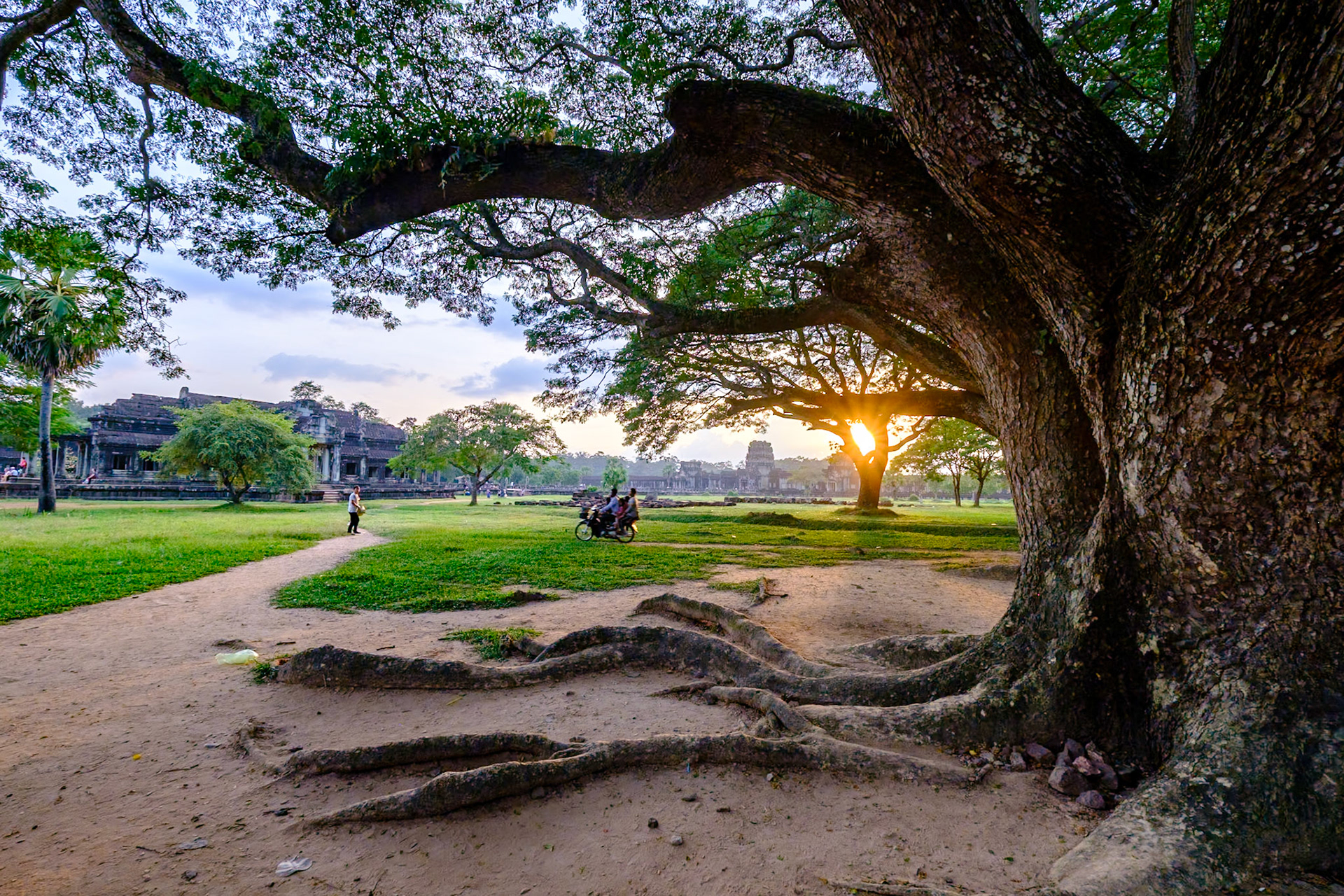 Angkor Wat is a Hindu temple complex in Cambodia and is the largest religious monument in the world, on a site measuring 162.6 hectares. Originally constructed as a Hindu temple dedicated to the god Vishnu for the Khmer Empire, it was gradually transformed into a Buddhist temple towards the end of the 12th century.