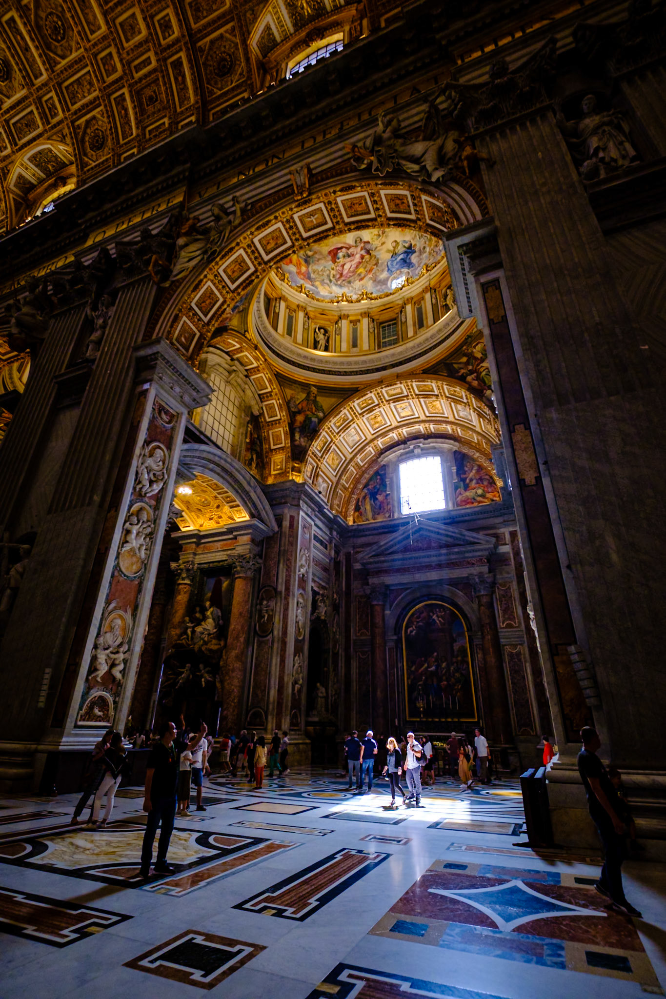 Tourist inside St. Peter's Basilica in Vatican City, Rome