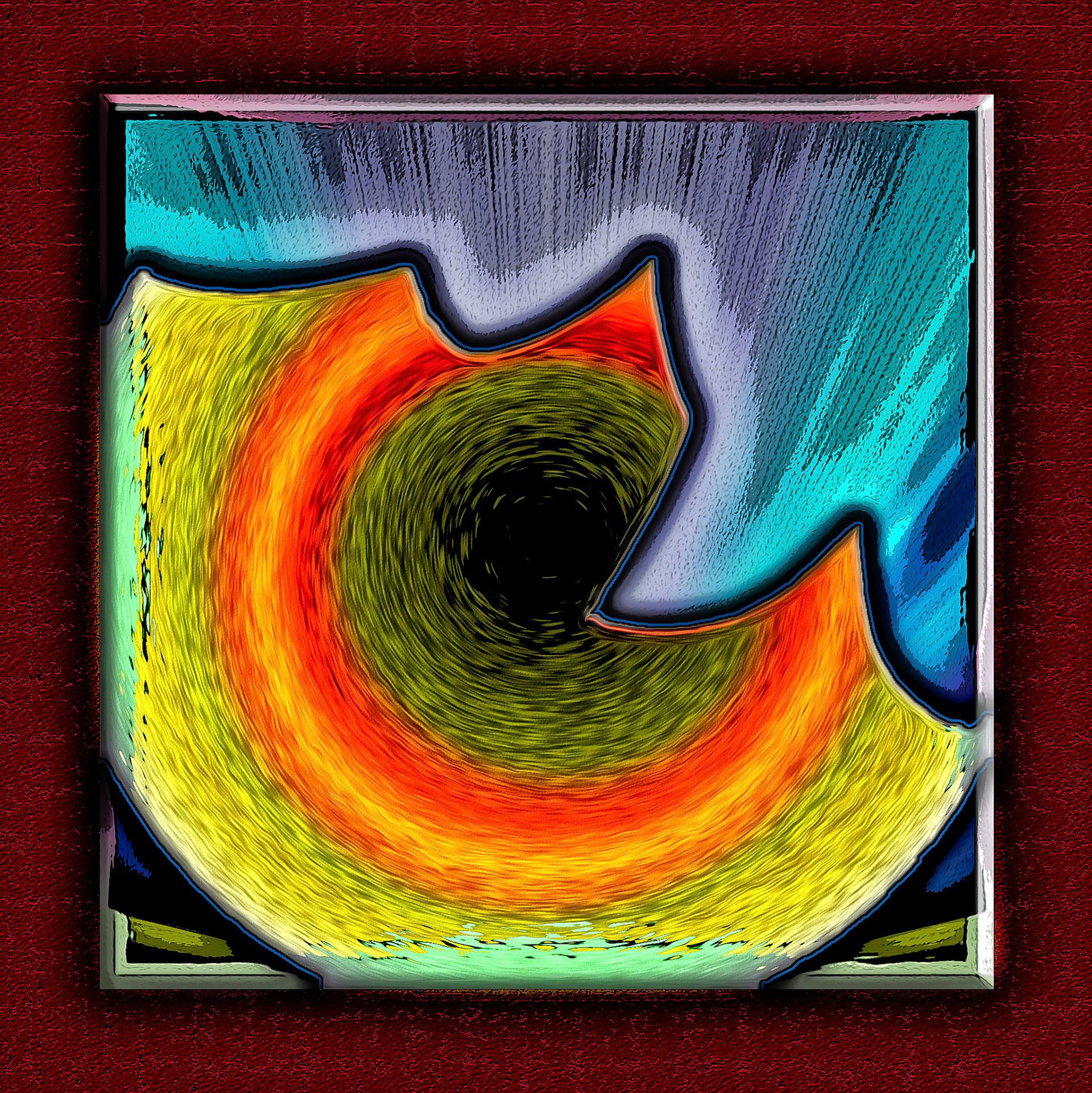 Abstract created from a photo of a sunflower in the moonlight.