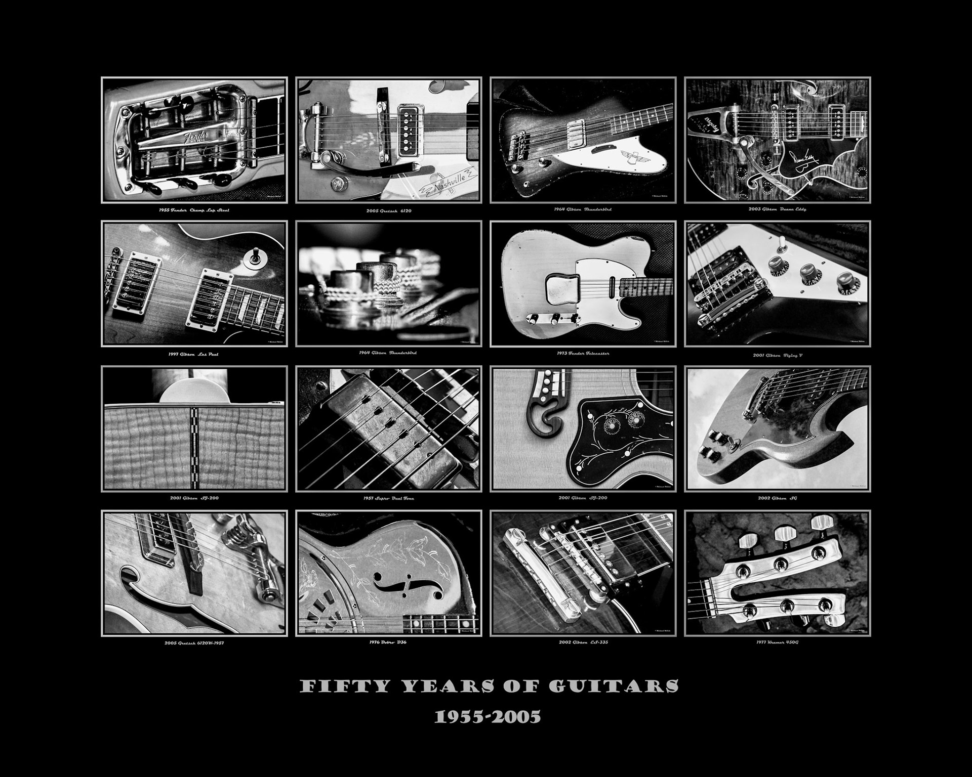 Some guitars that I have photographed over the years assebled on a 16x20 poster.