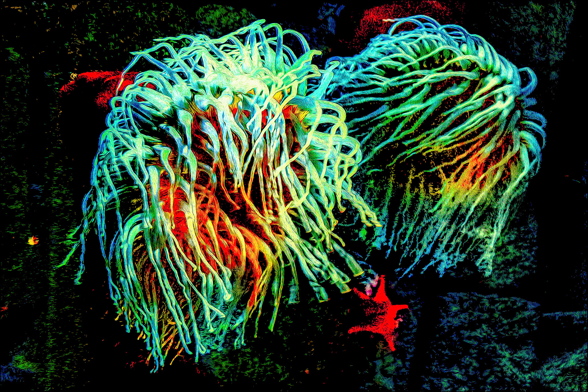 An impressionist take on a pair of sea anenomes